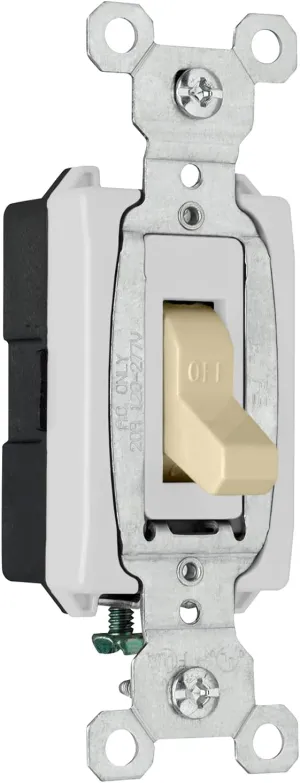 15A 120/277V Commercial Single Pole Toggle. Ivory