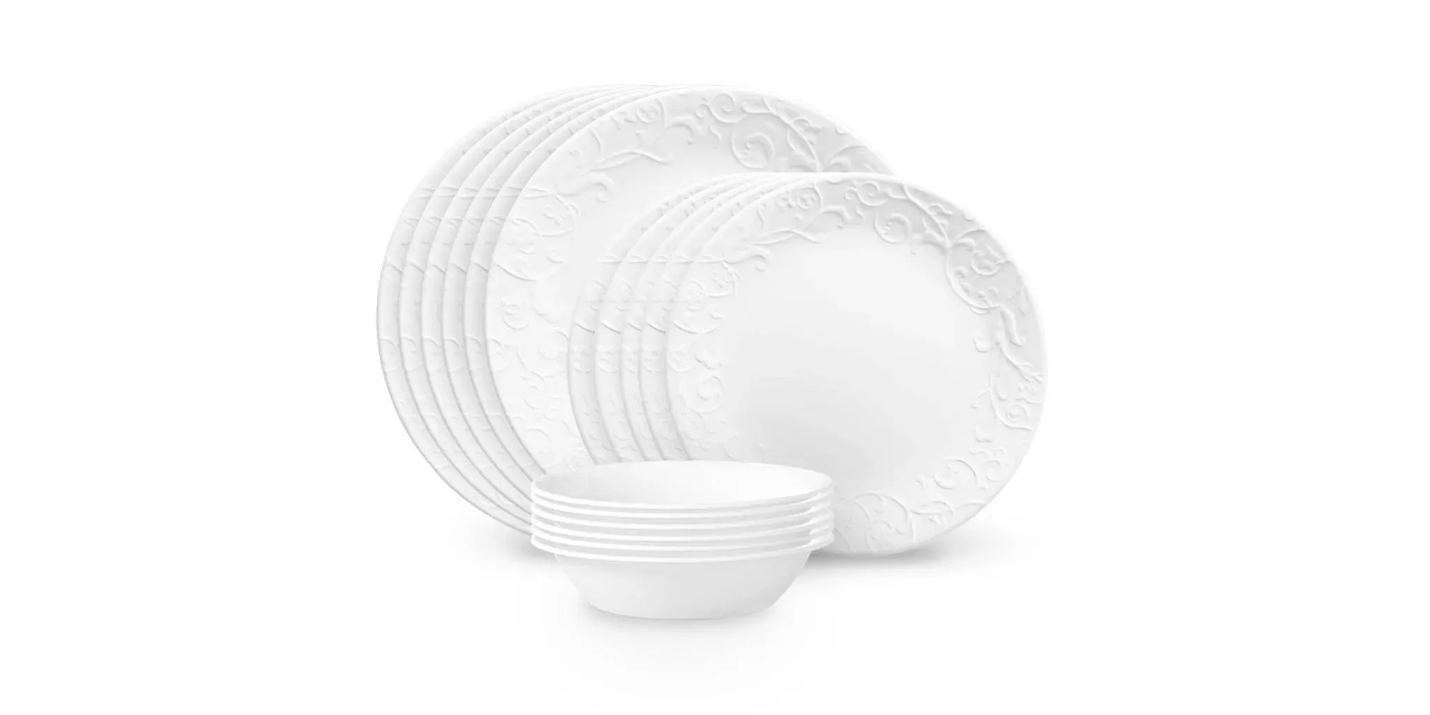 18pc Vitrelle Embossed Bella Faenza Dinnerware Set, Service for 6