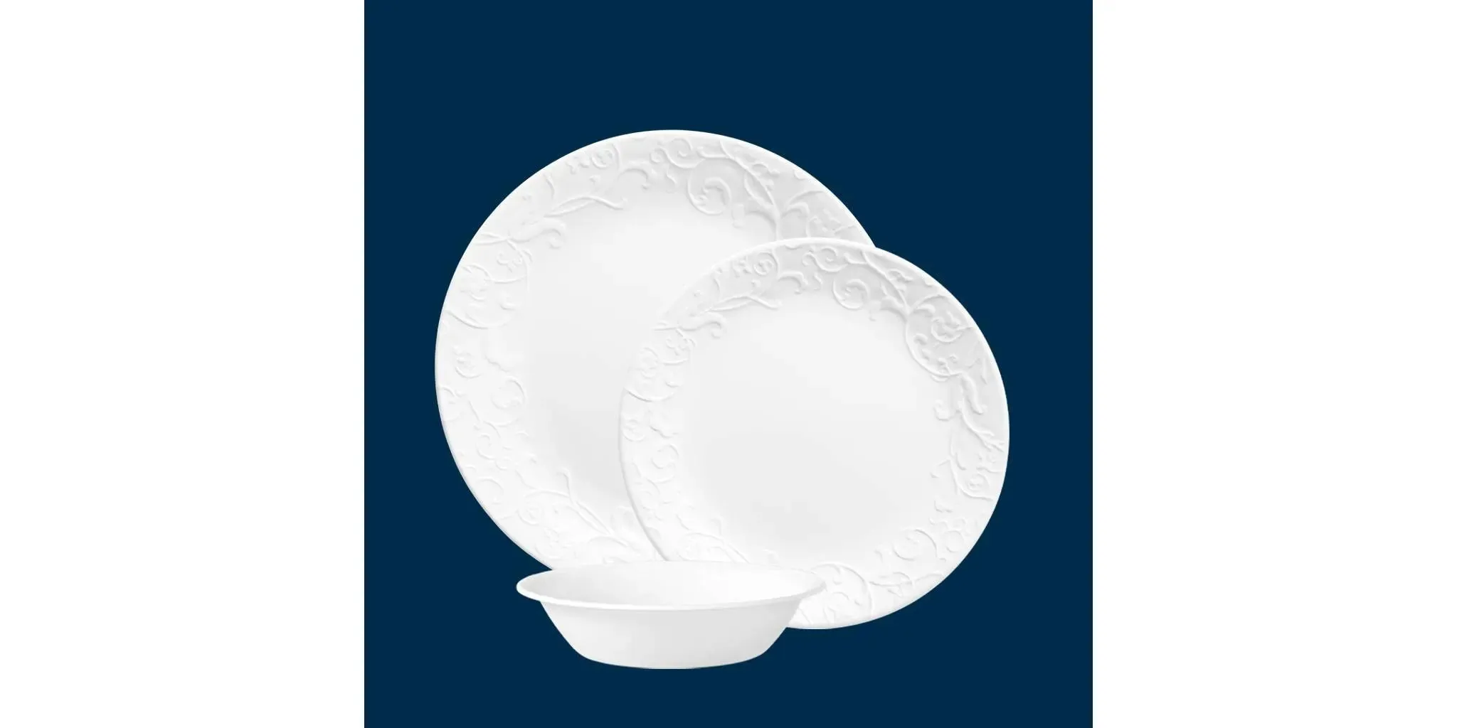 18pc Vitrelle Embossed Bella Faenza Dinnerware Set, Service for 6