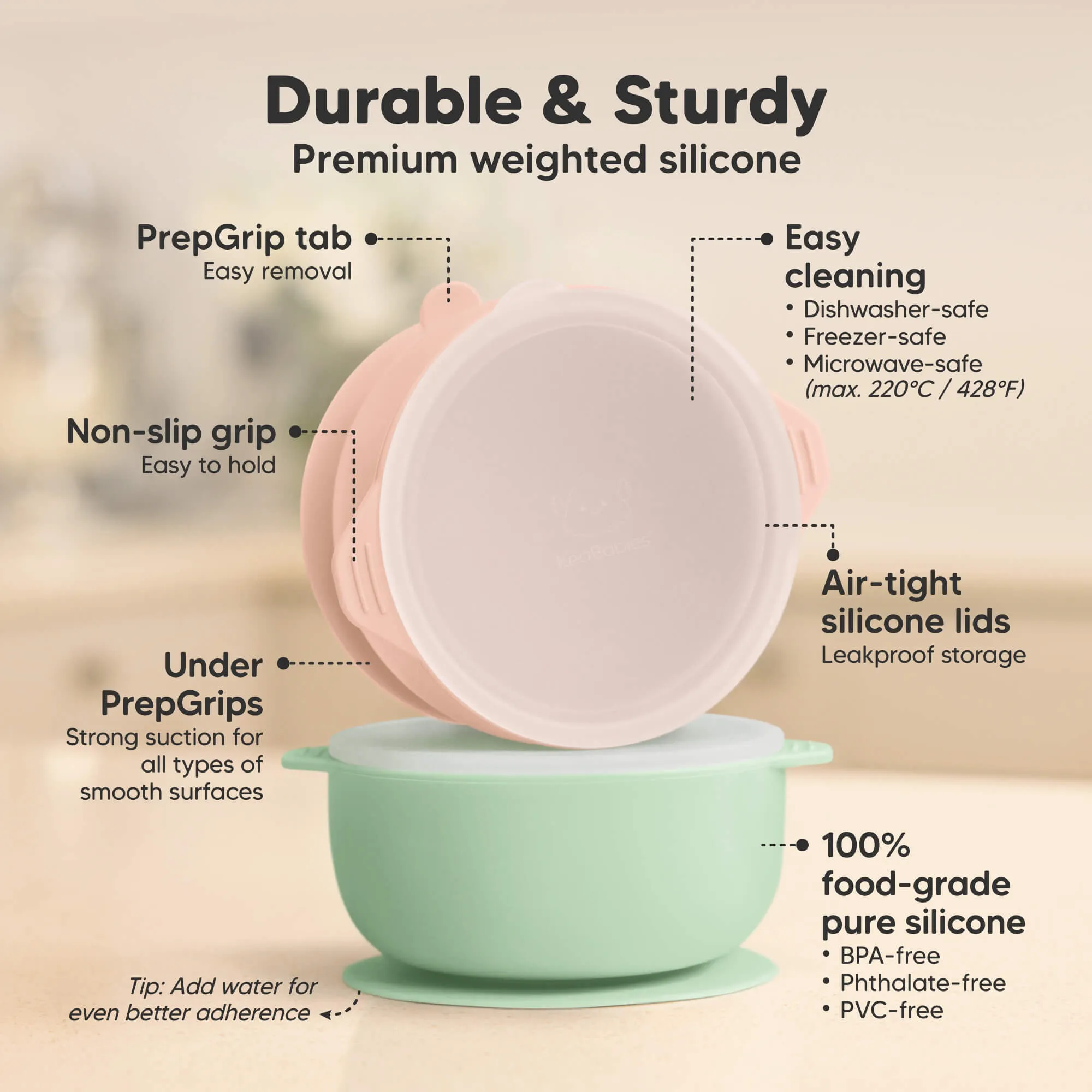 2-Pack Prep Silicone Suction Bowls (Mellow)
