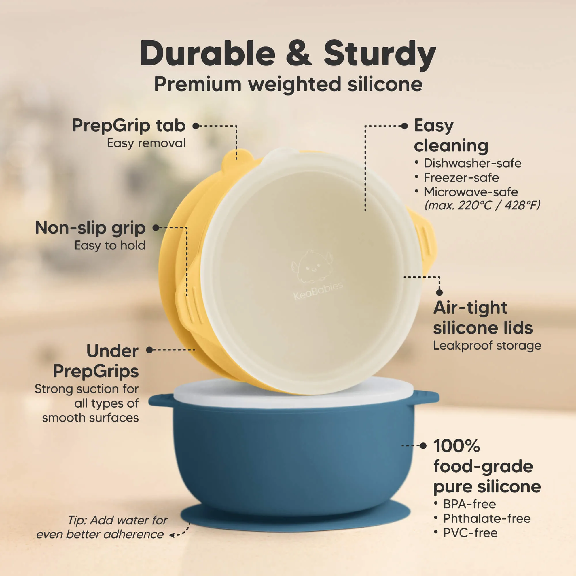2-Pack Prep Silicone Suction Bowls (Valiant)