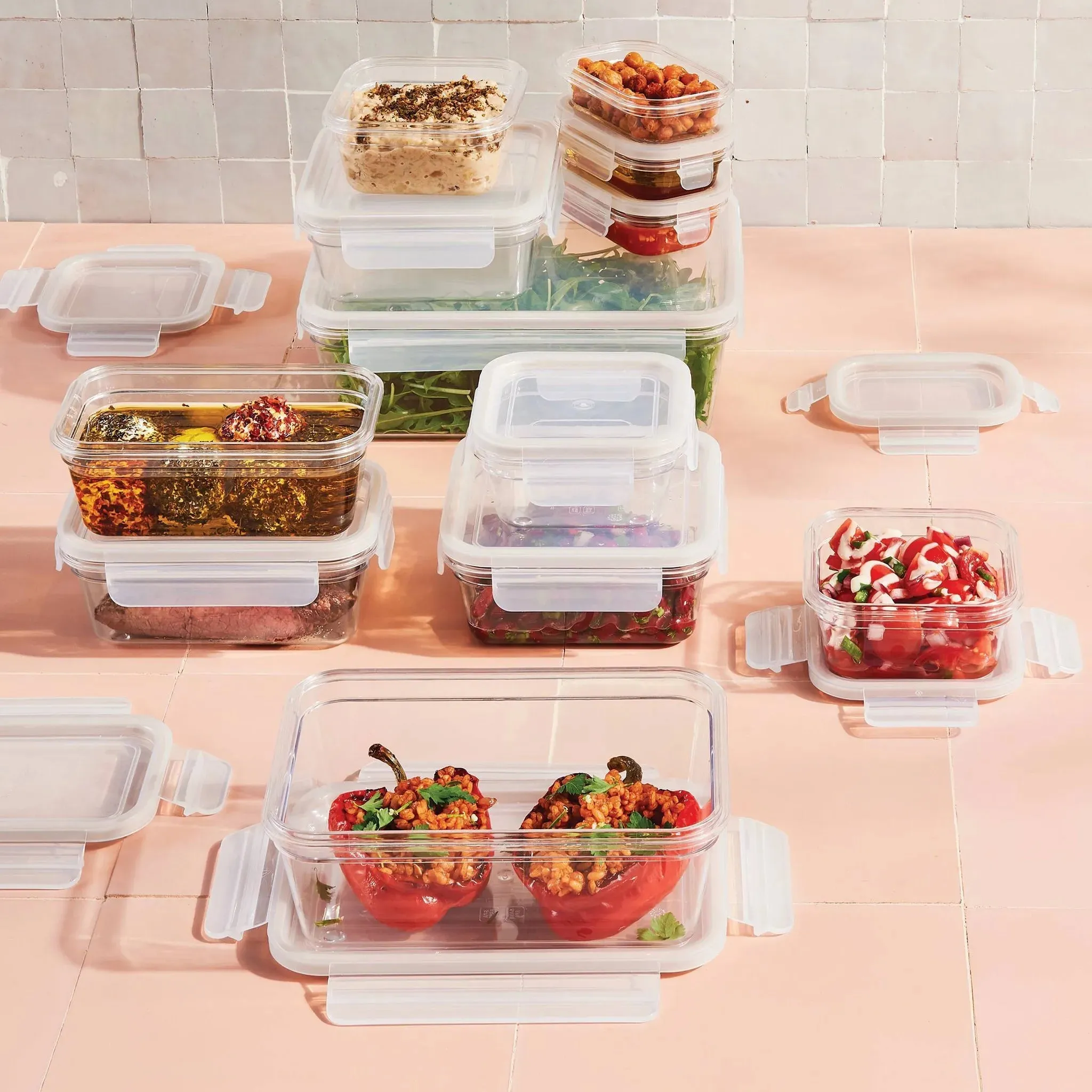 24pc (Set of 12) Tritan Plastic Food Storage Container Set with Lids Clear
