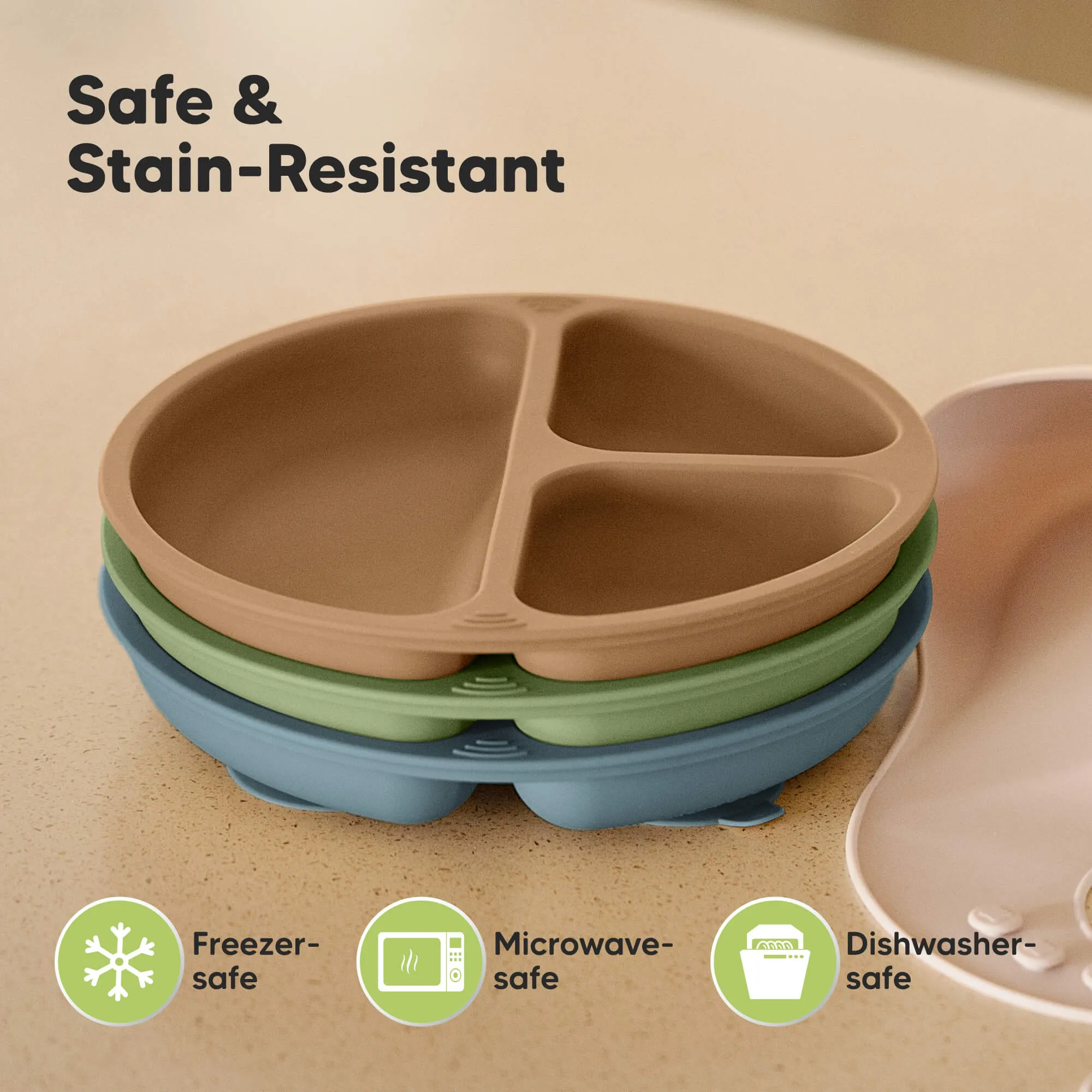 3-Pack Prep Silicone Suction Plates (Desert)