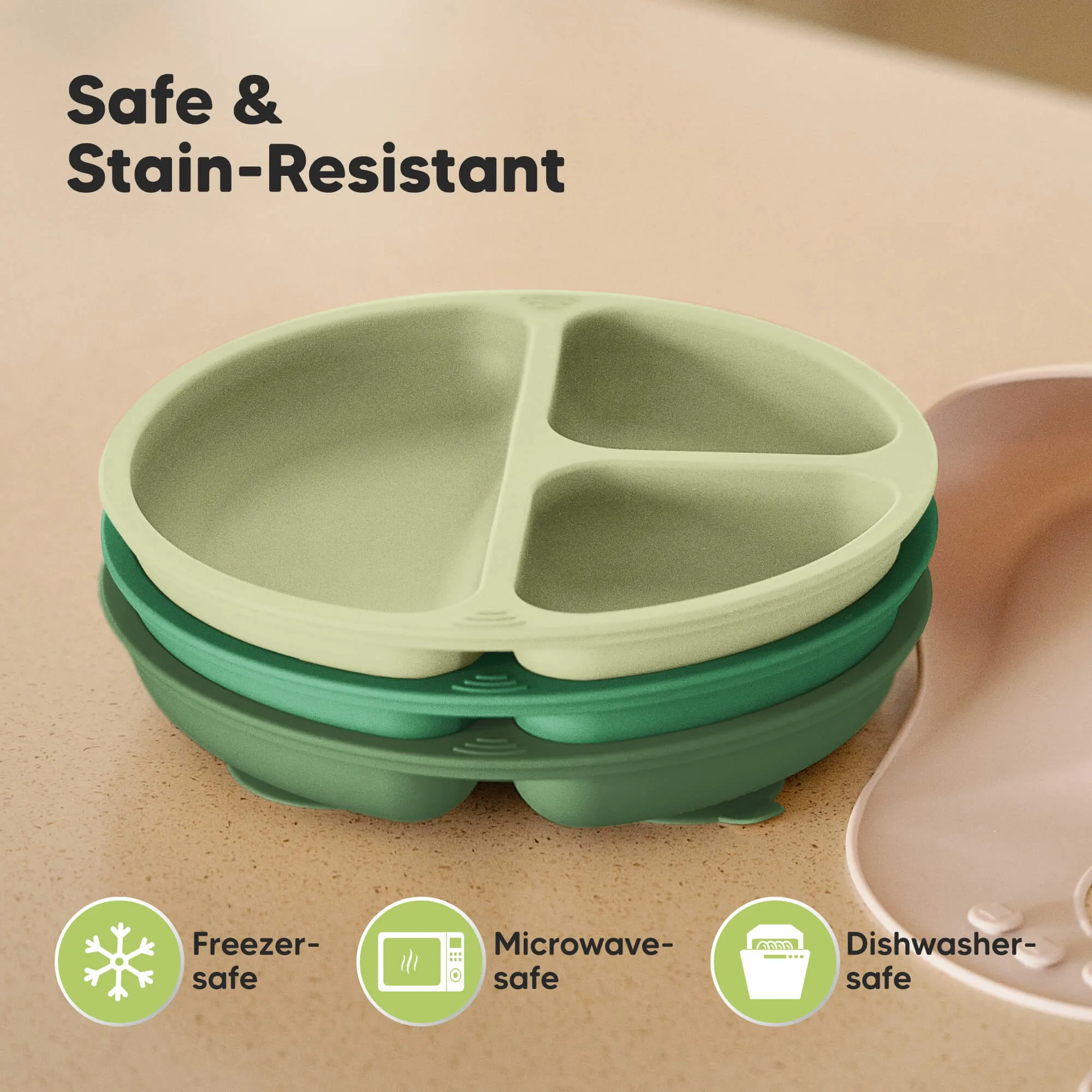 3-Pack Prep Silicone Suction Plates (Forest)