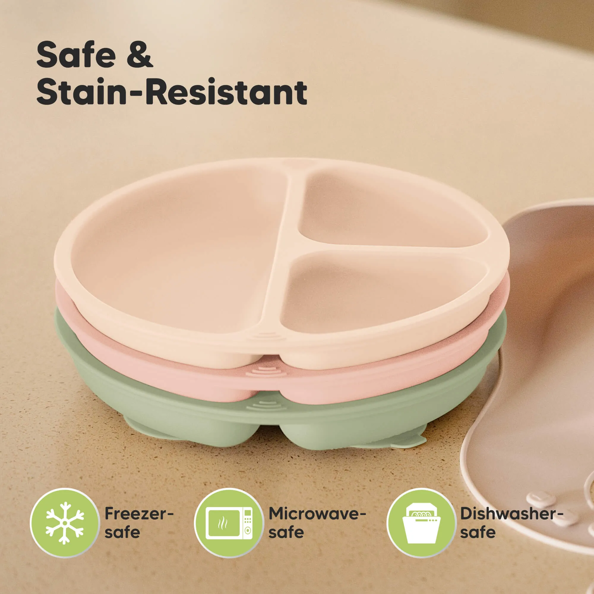 3-Pack Prep Silicone Suction Plates (Macaron)