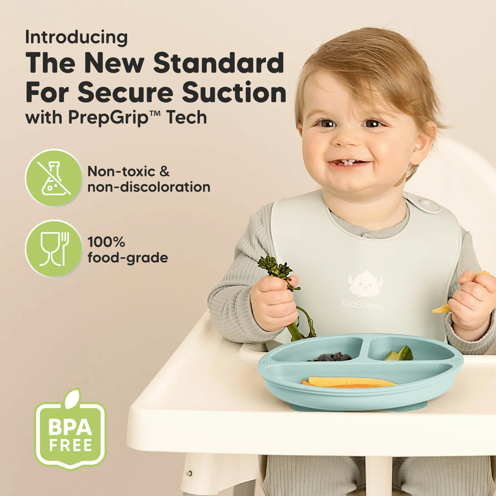 3-Pack Prep Silicone Suction Plates (Pastel Sky)