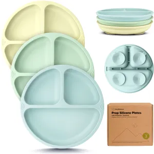 3-Pack Prep Silicone Suction Plates (Pastel Sky)