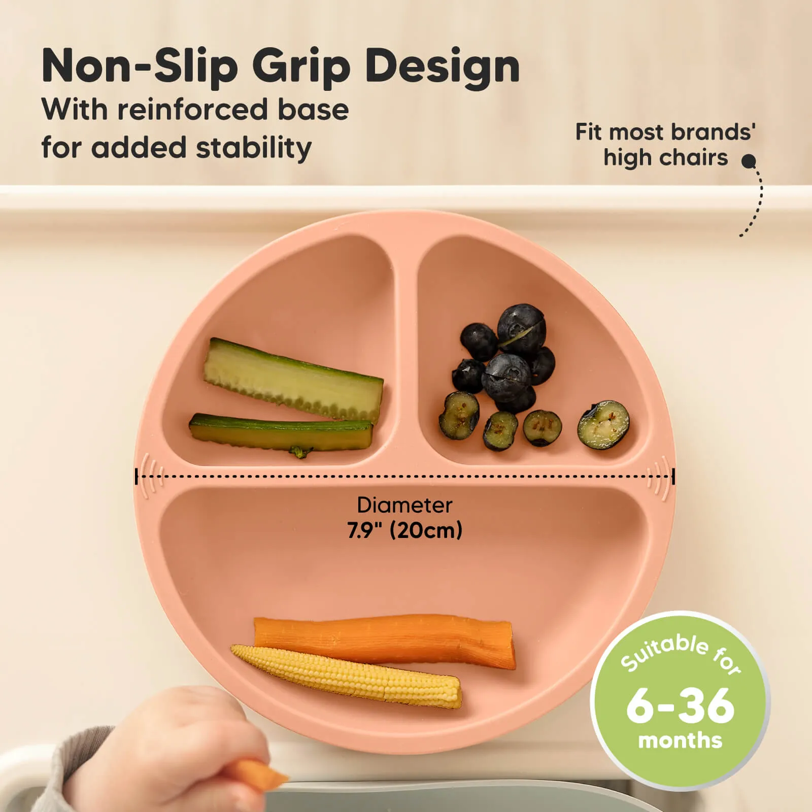 3-Pack Prep Silicone Suction Plates (Roseate)