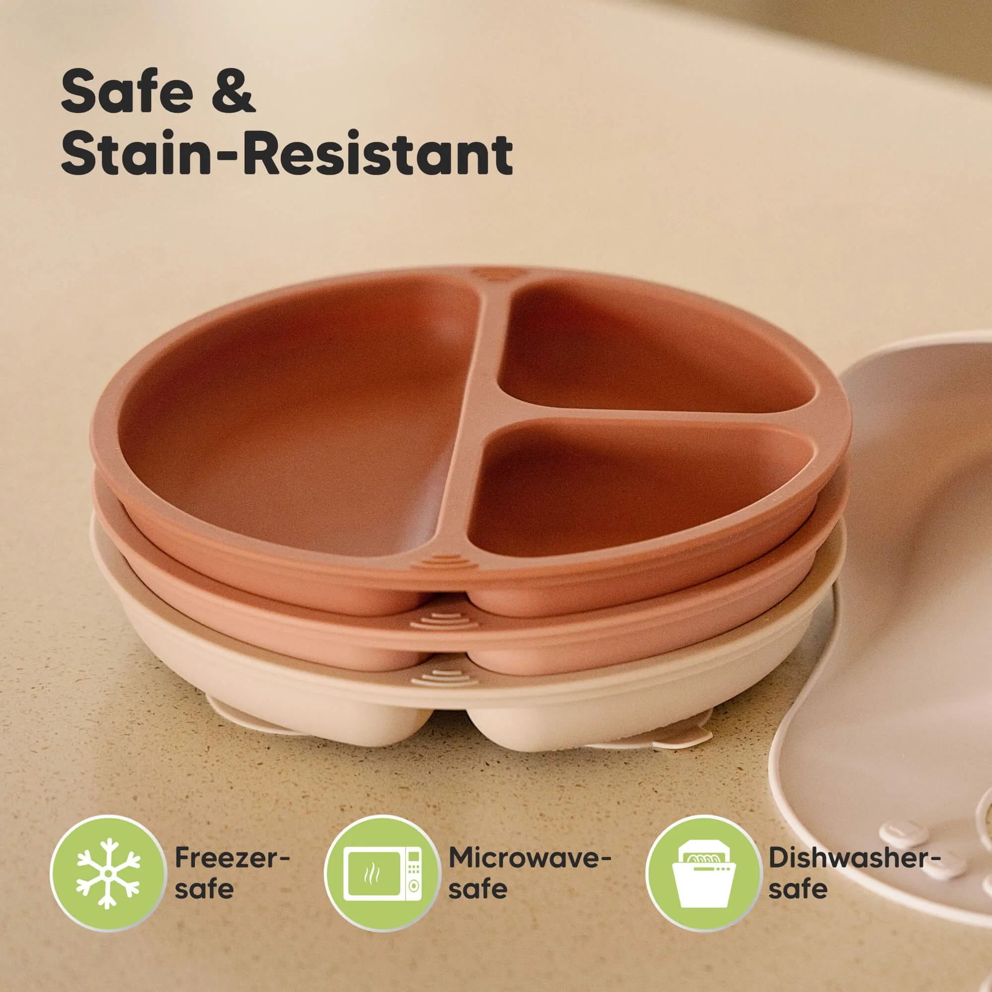 3-Pack Prep Silicone Suction Plates (Roseate)
