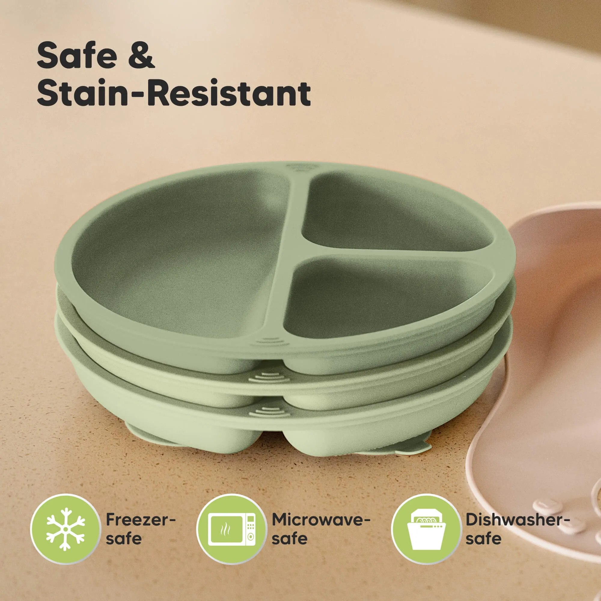3-Pack Prep Silicone Suction Plates (Sage)