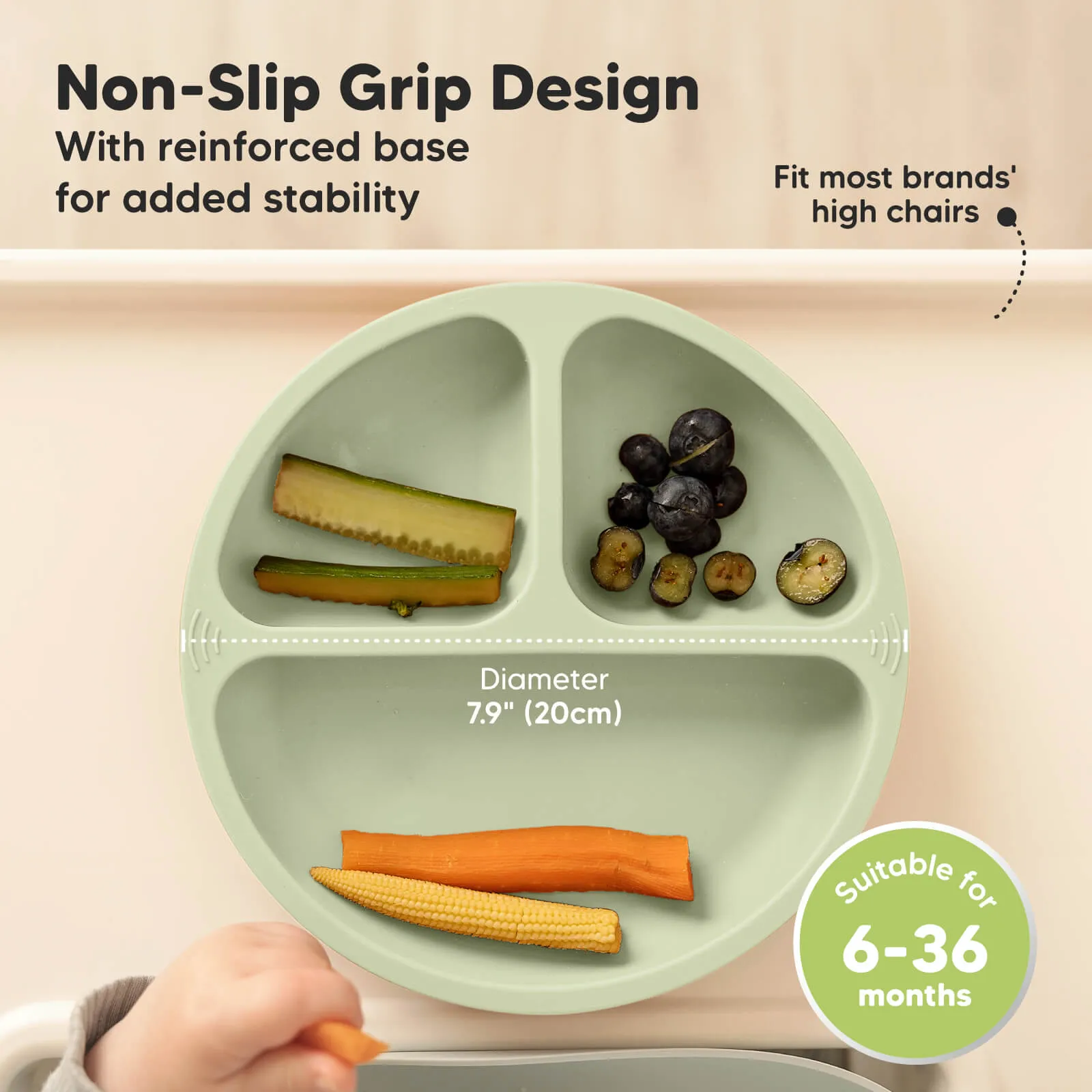 3-Pack Prep Silicone Suction Plates (Sage)