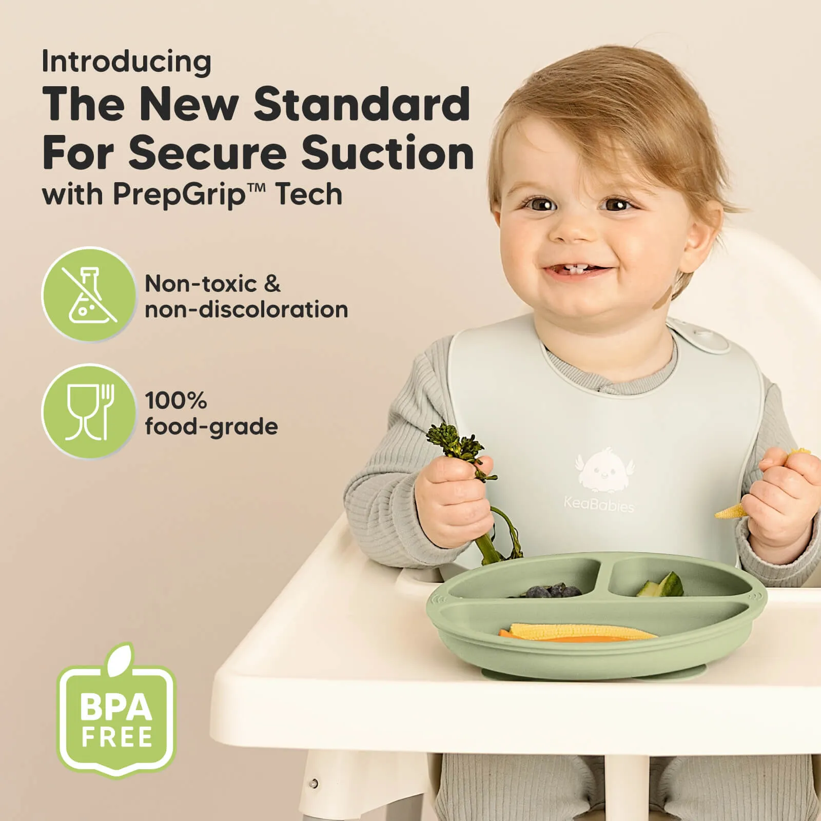 3-Pack Prep Silicone Suction Plates (Sage)