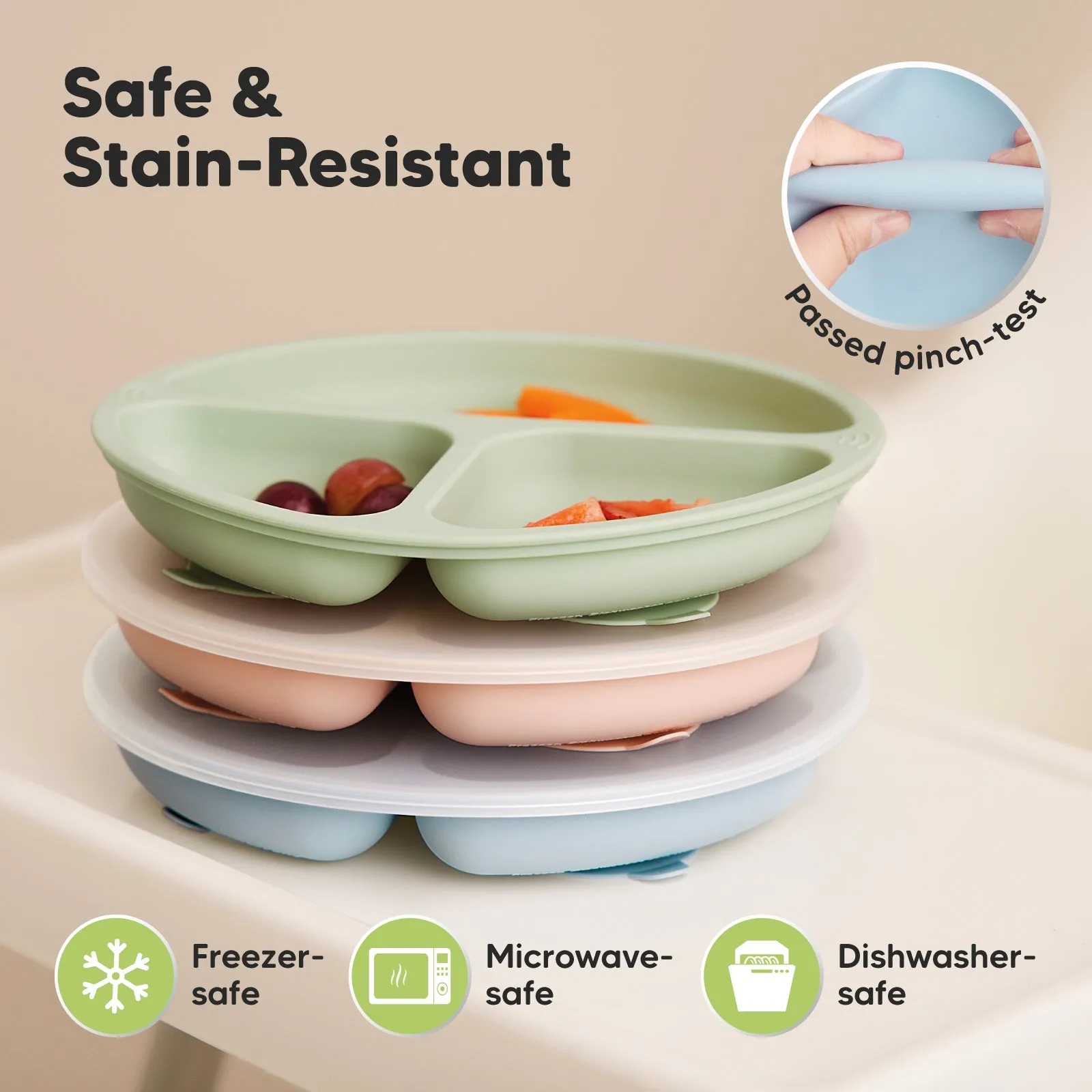 3-Pack Prep Silicone Suction Plates with Lids (Mellow)