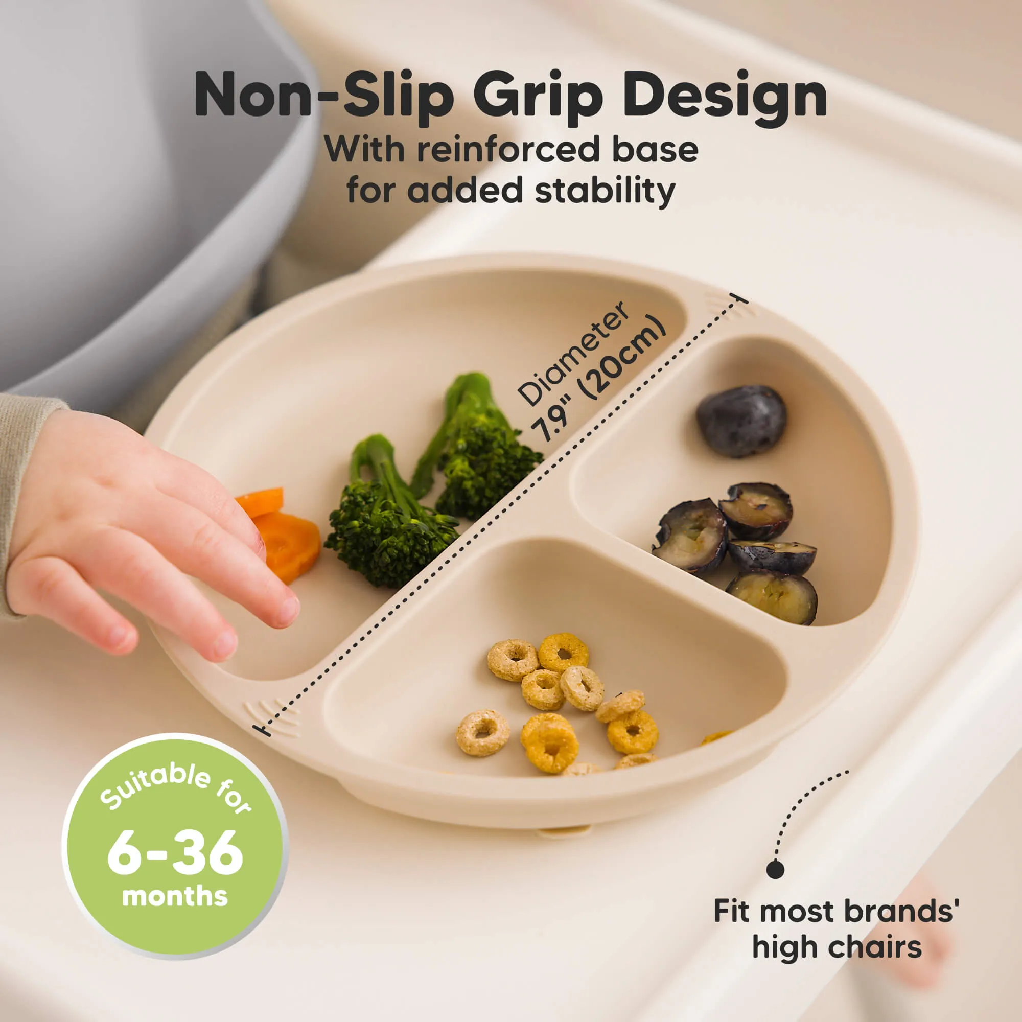 3-Pack Prep Silicone Suction Plates with Lids (Olives)