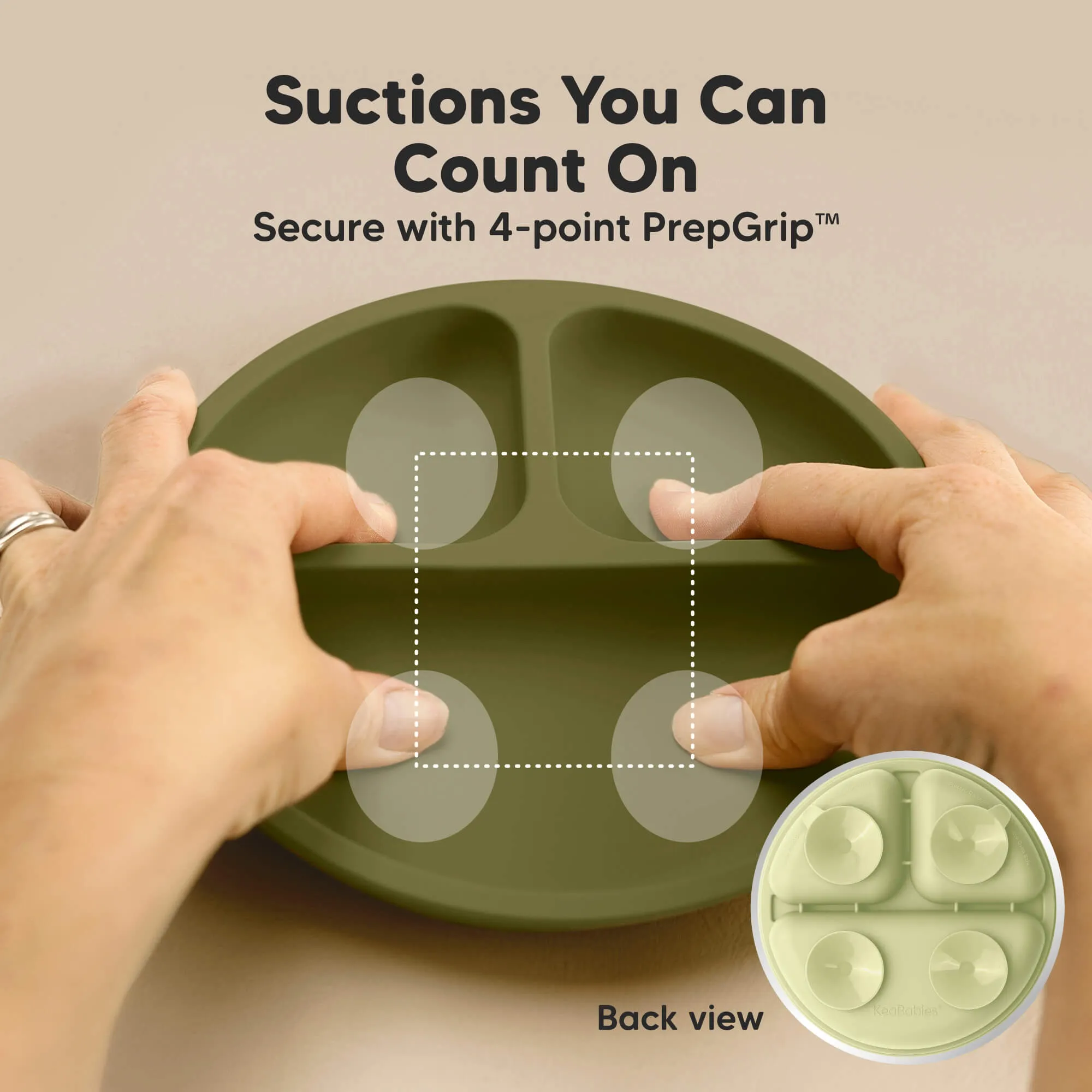 3-Pack Prep Silicone Suction Plates with Lids (Olives)