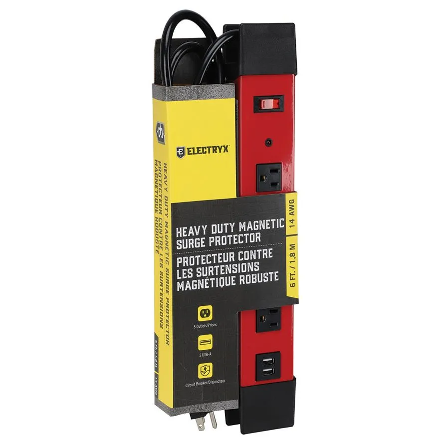 5-Outlet Heavy Duty Metal Surge Protector - 15in Cord