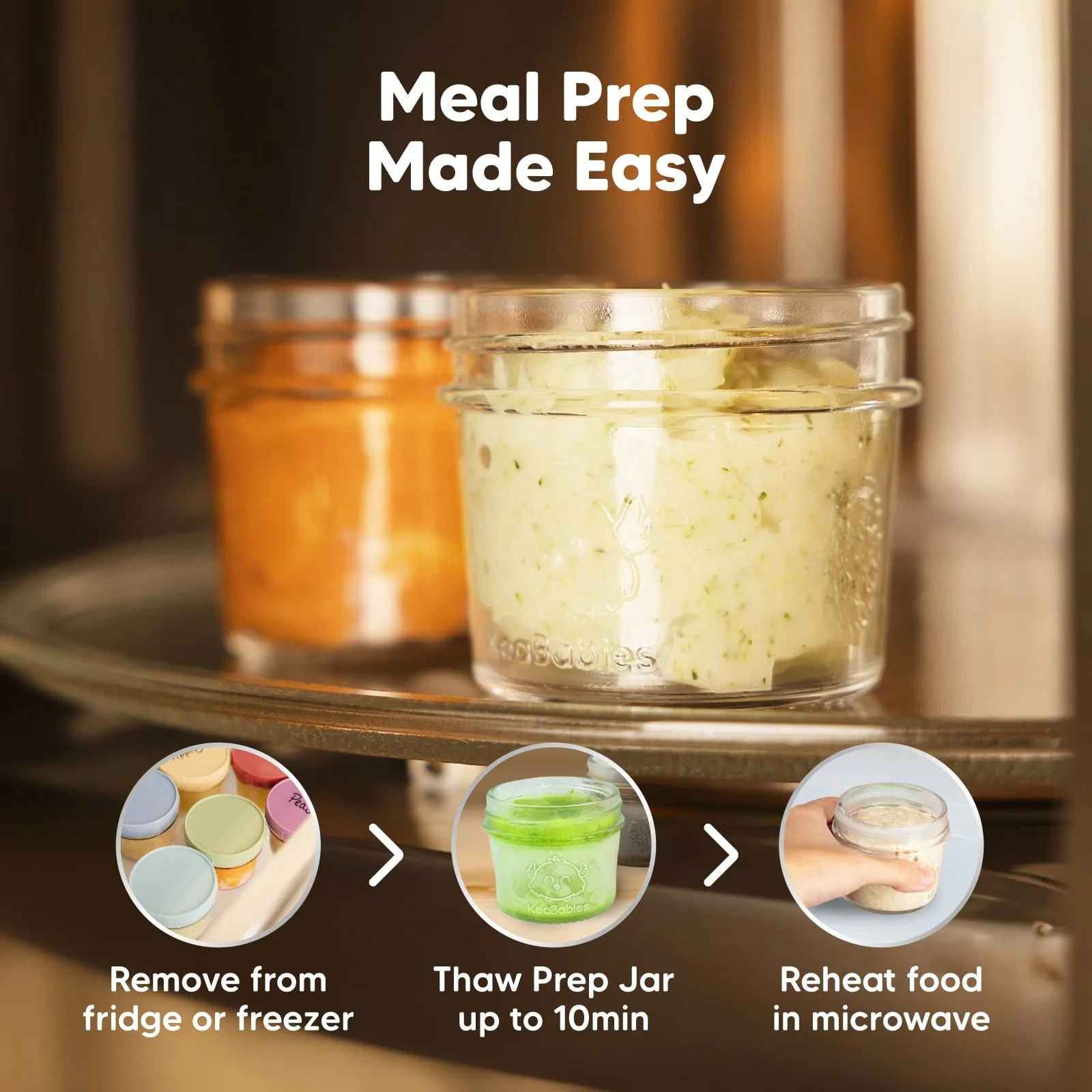 6-Pack Prep Jars Food Glass Containers