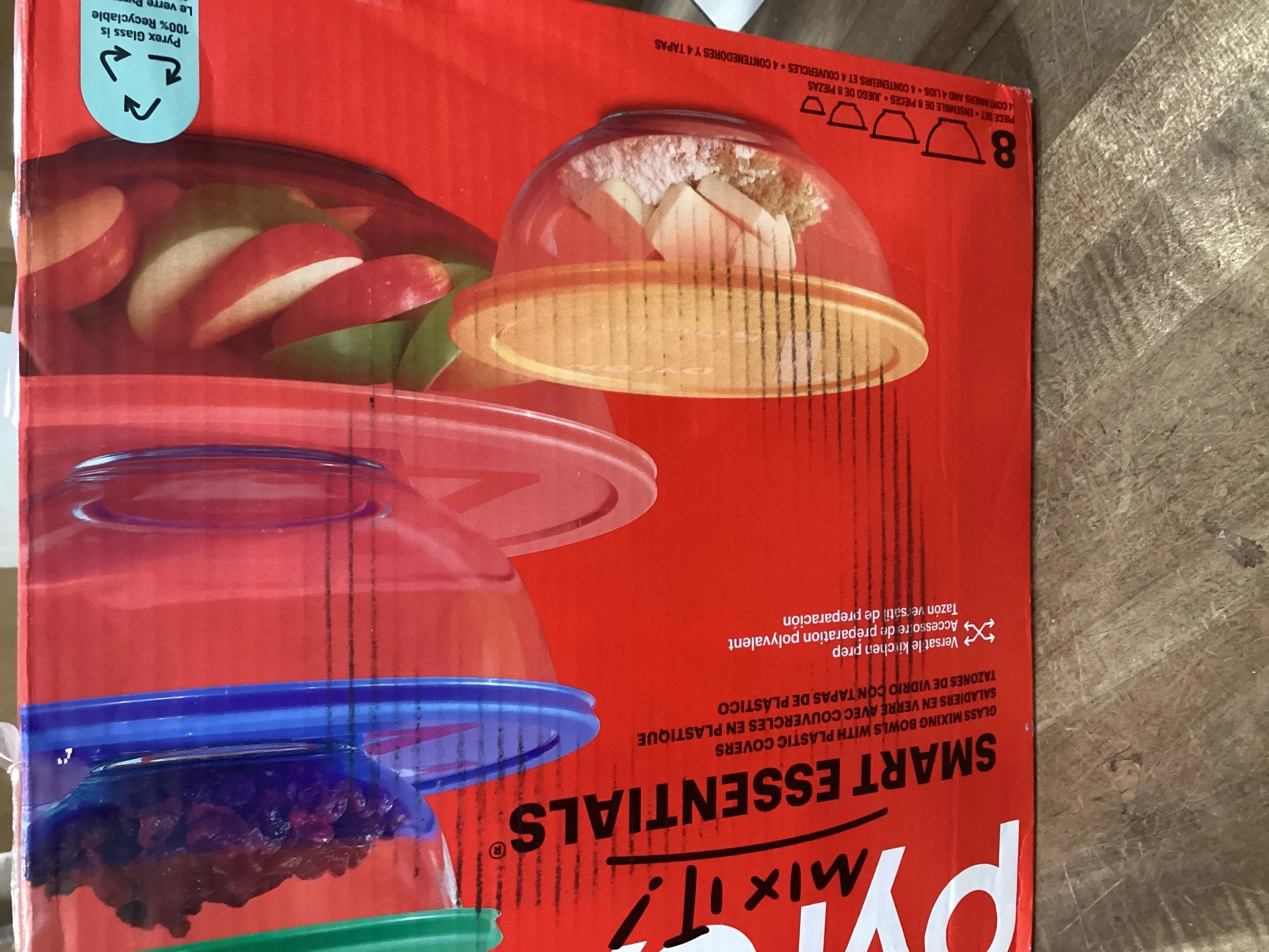 8pc Mixing Bowl Set: Multicolor Glass & Plastic