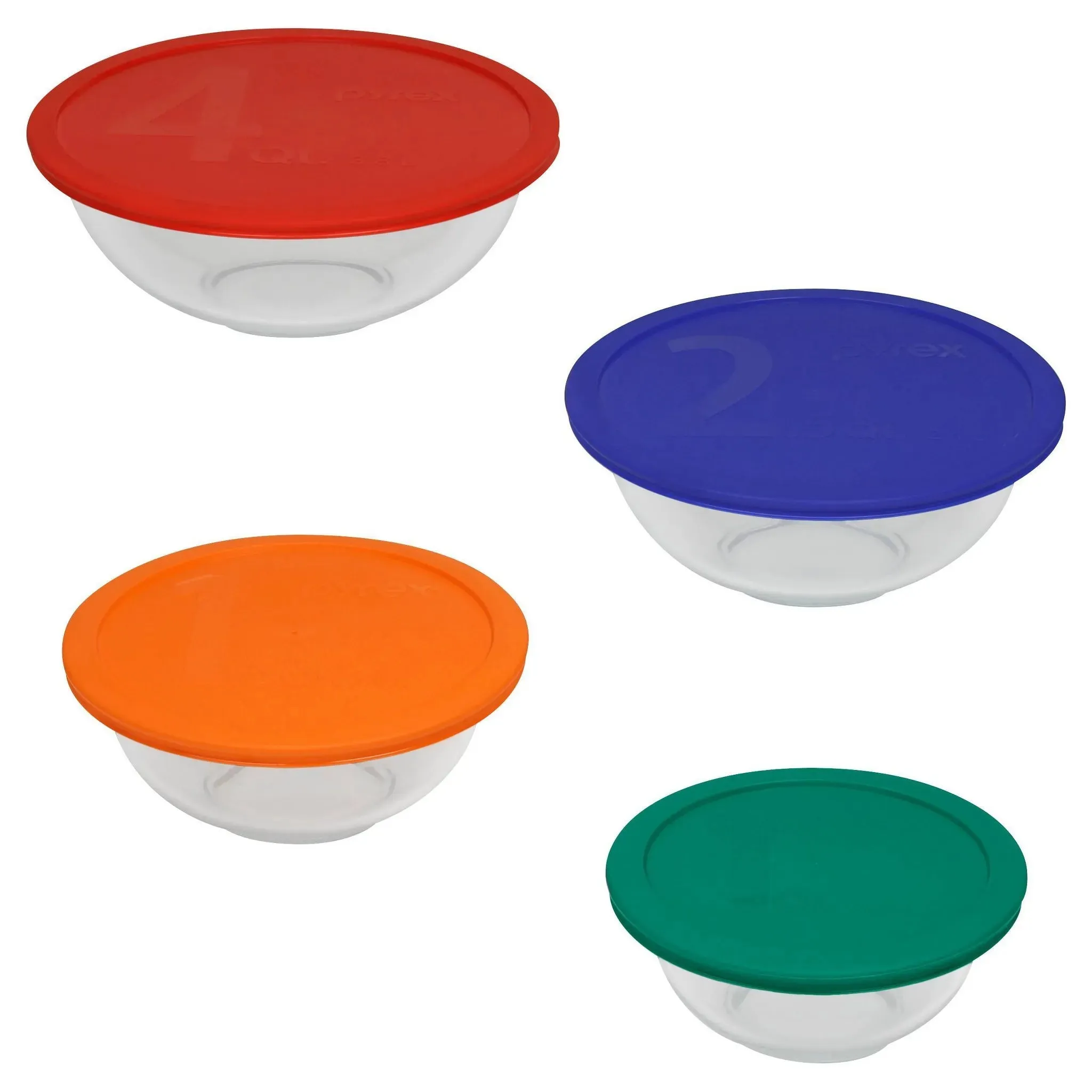 8pc Mixing Bowl Set: Multicolor Glass & Plastic