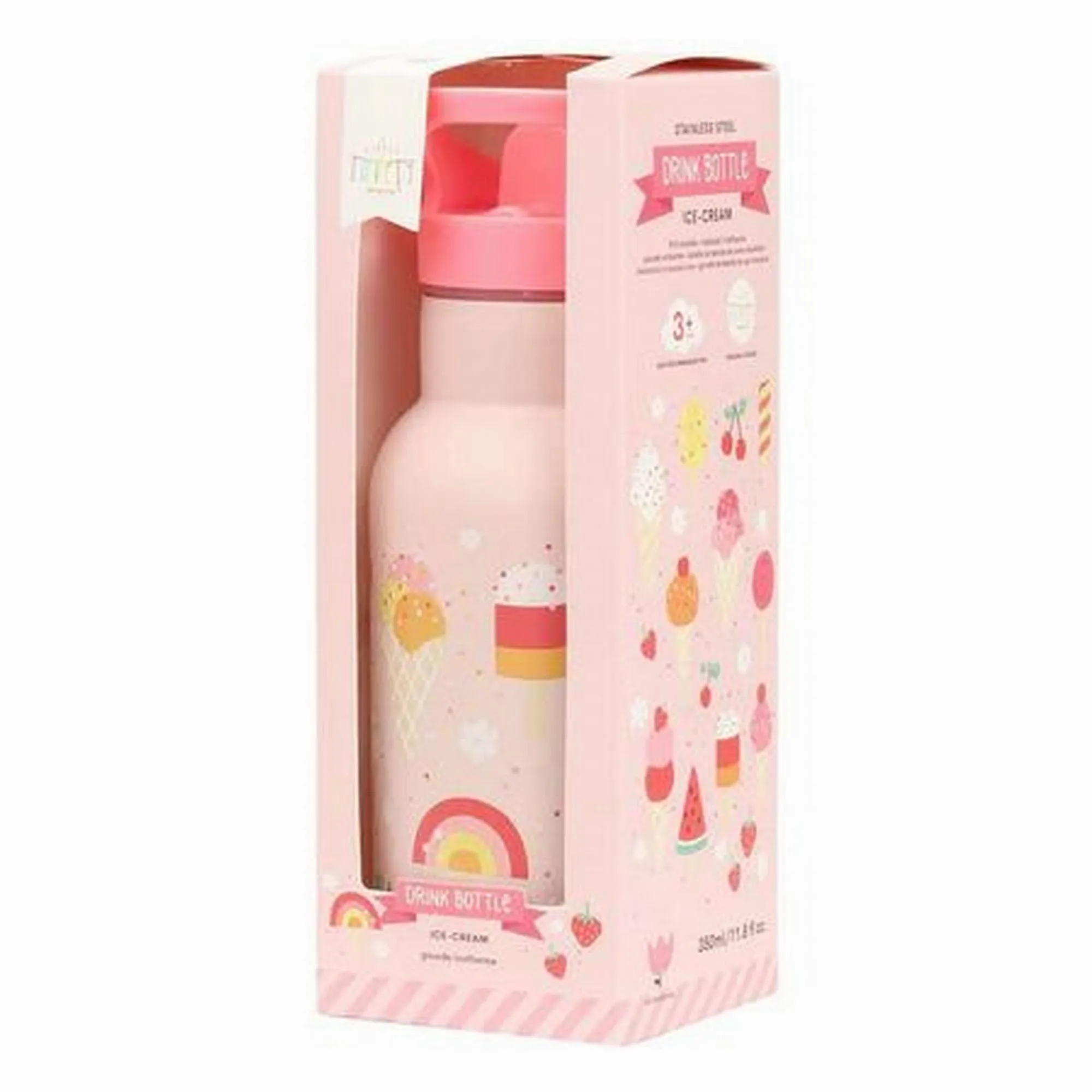 A Little Lovely Company Stainless Steel Drink Bottle: Ice-Cream