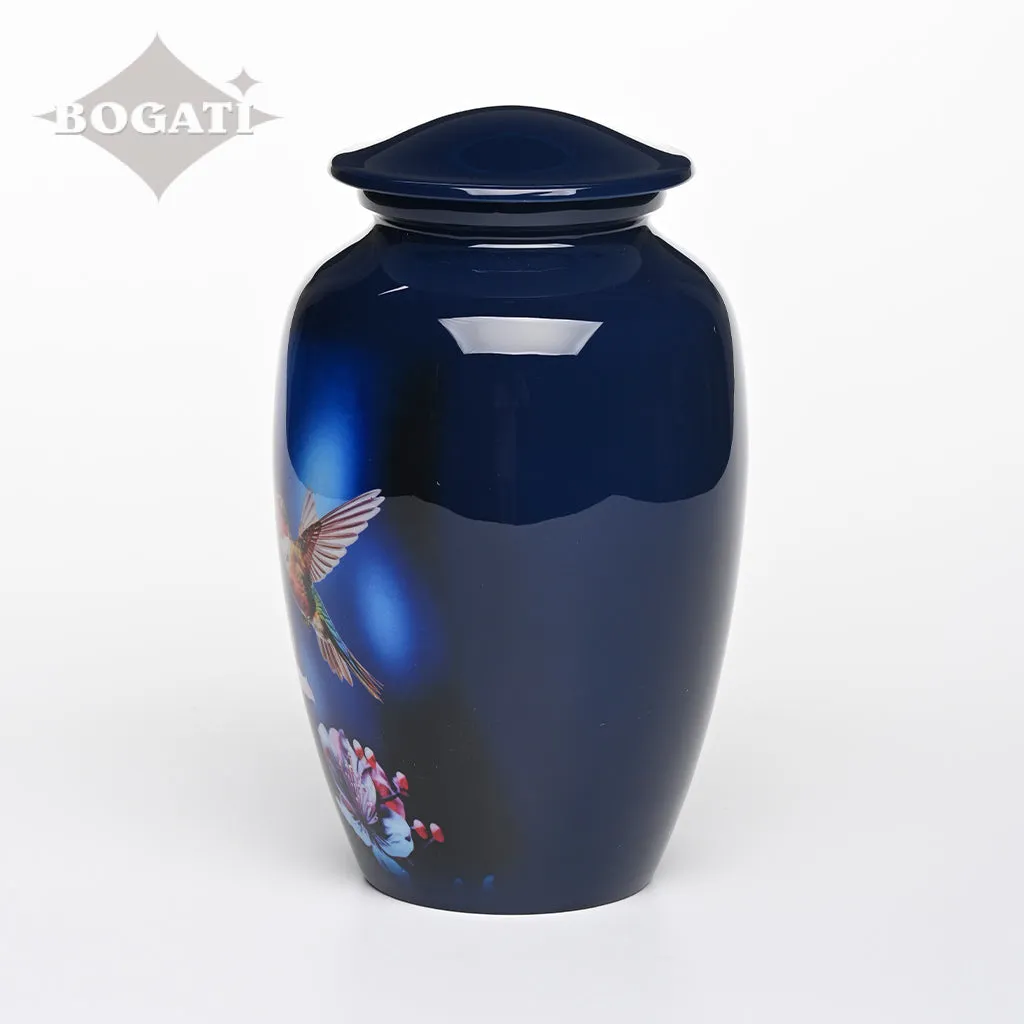 ADULT - Alloy Urn -3350 -  Dark Blue Floral Nature Urns