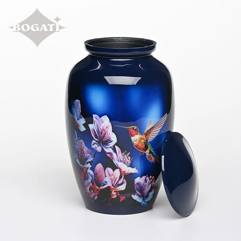 ADULT - Alloy Urn -3350 -  Dark Blue Floral Nature Urns