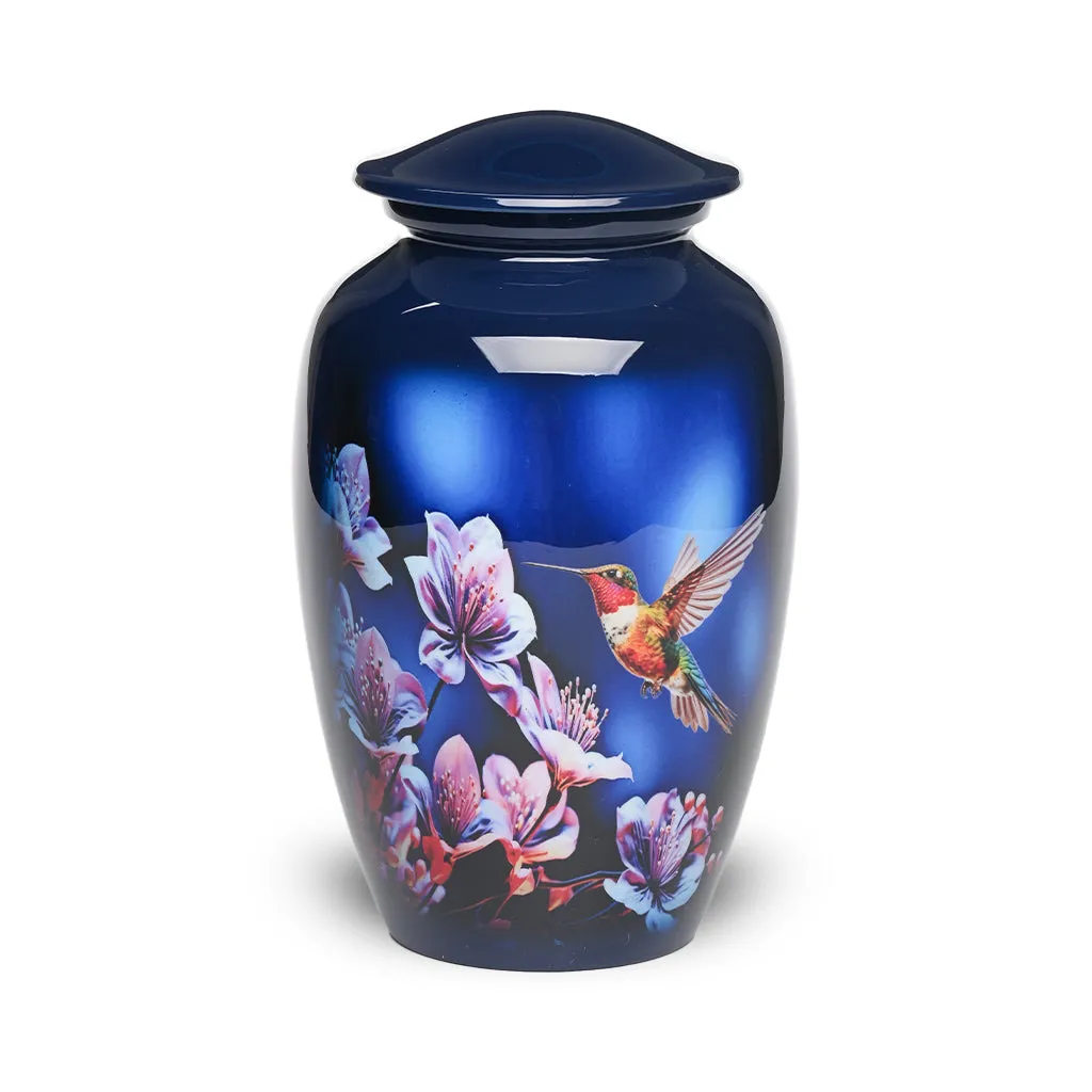 ADULT - Alloy Urn -3350 -  Dark Blue Floral Nature Urns