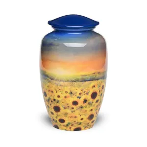ADULT - Alloy Urn -3372-  Sunflower Field at Sunset