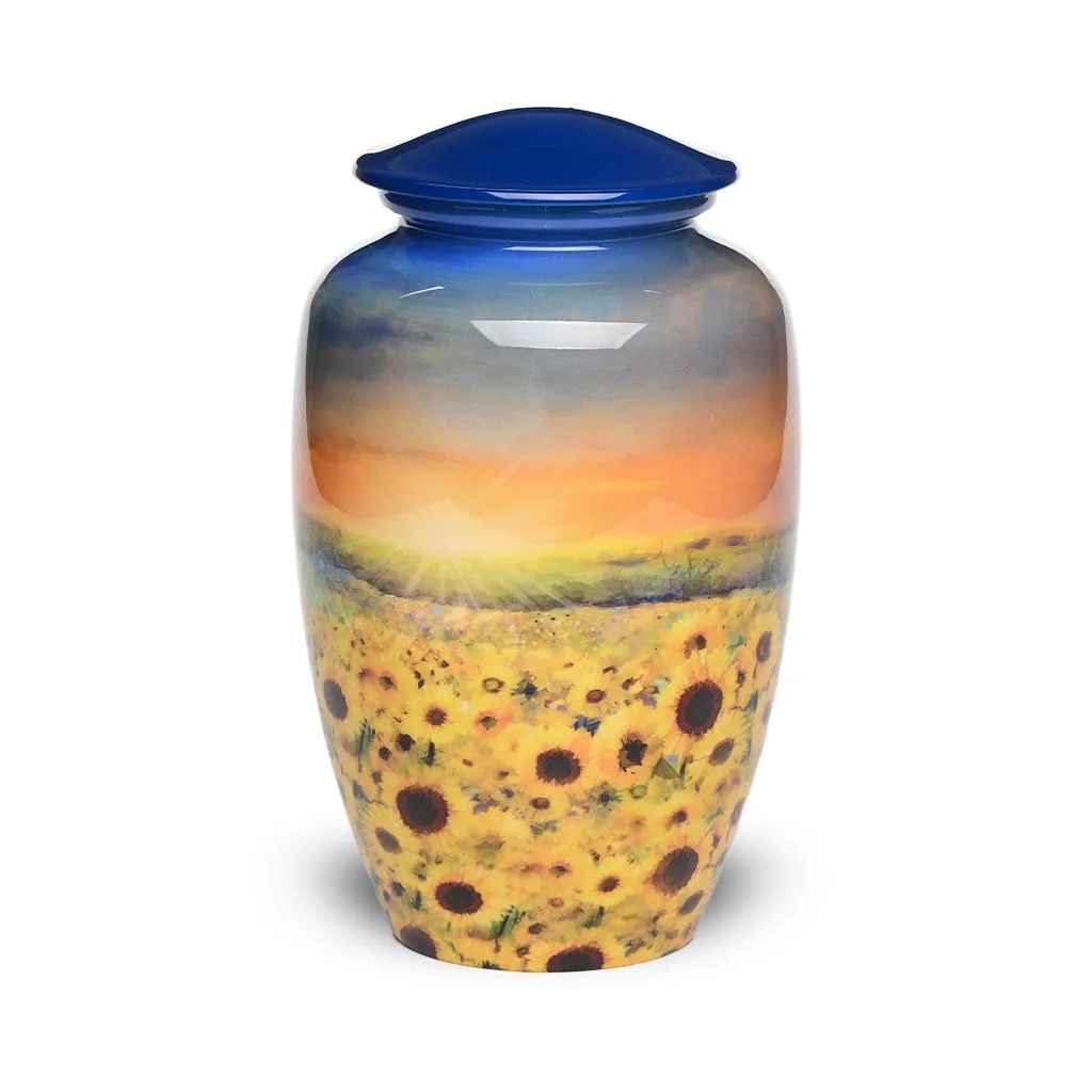 ADULT - Alloy Urn -3372-  Sunflower Field at Sunset