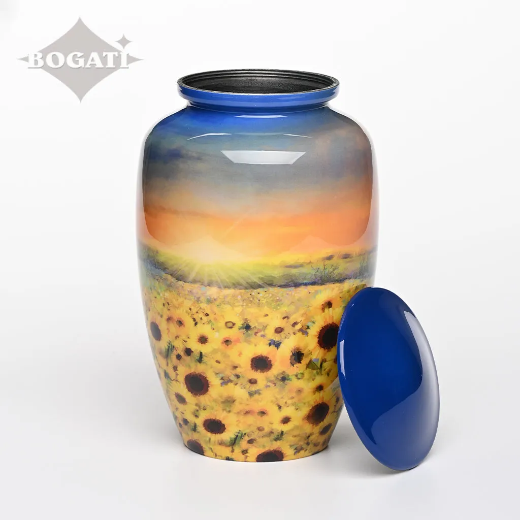ADULT - Alloy Urn -3372-  Sunflower Field at Sunset