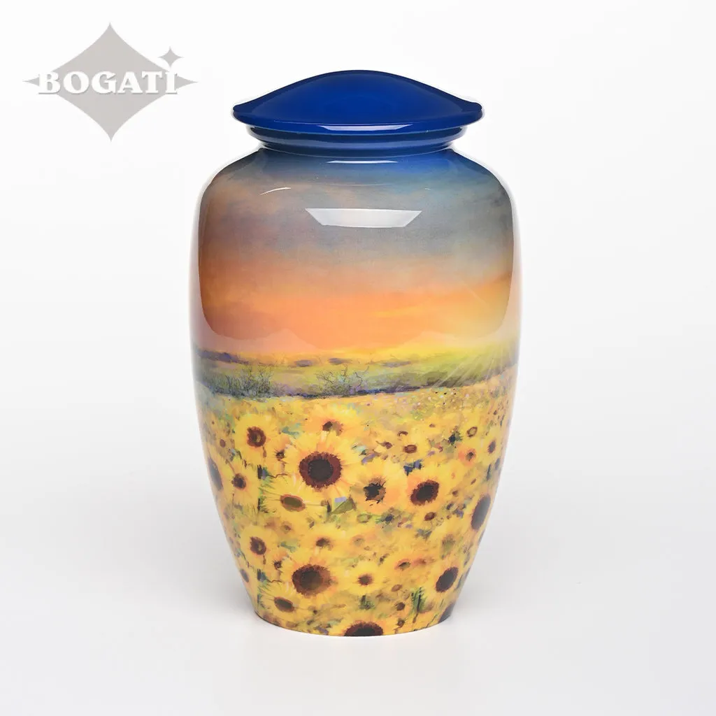 ADULT - Alloy Urn -3372-  Sunflower Field at Sunset