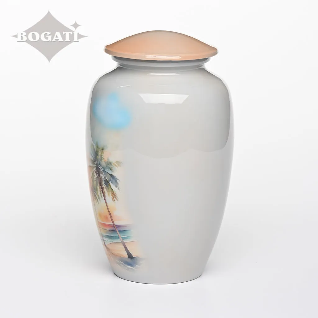 ADULT - Alloy Urn -3374-  Palm Trees at Sunset