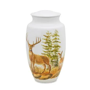 ADULT  Alloy - White Hand Painted Two Deer- 7536