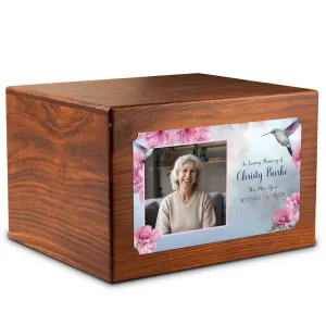 Adult Aura Custom Printed Photo Hummingbird Cultured Marble Urn for Ashes