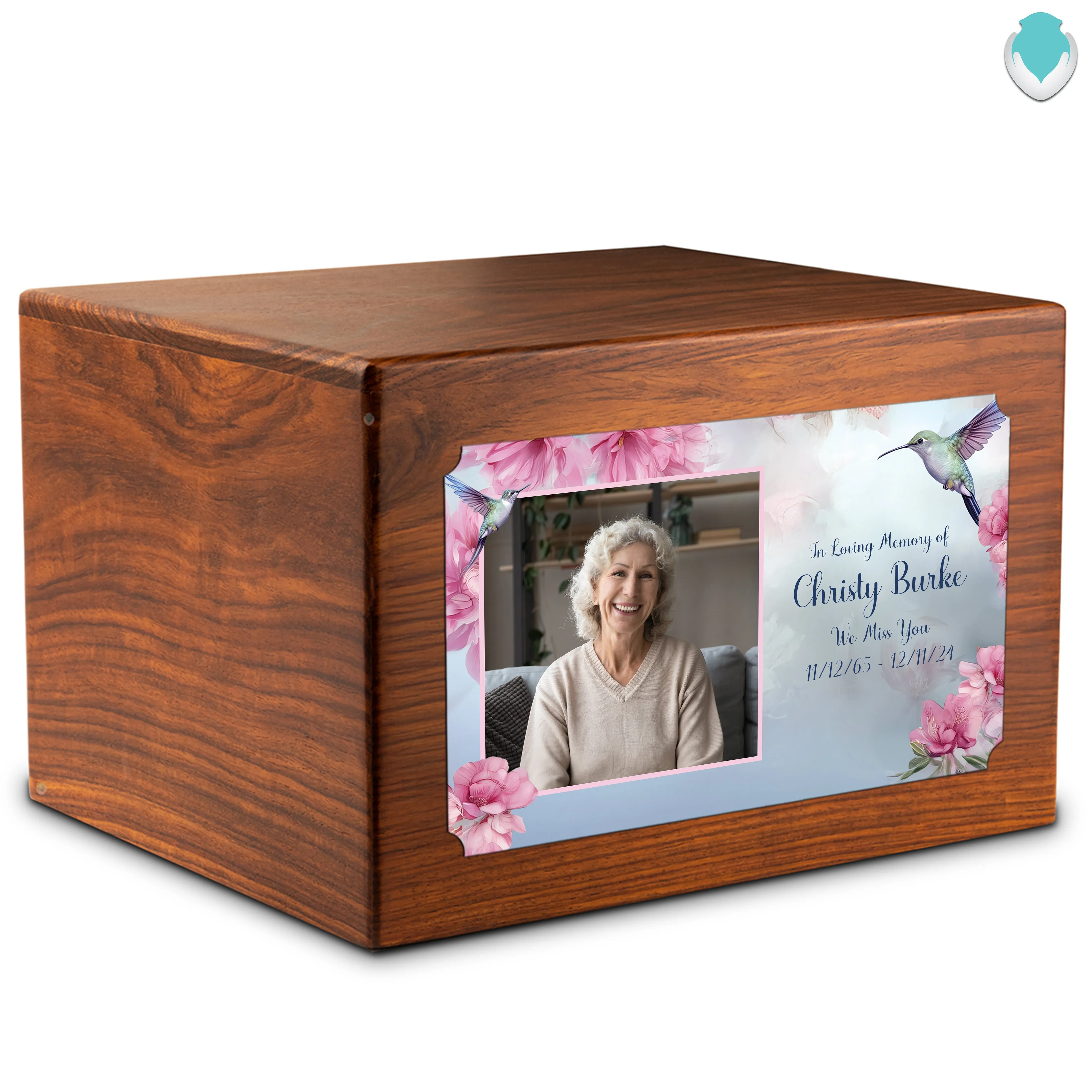 Adult Aura Custom Printed Photo Hummingbird Cultured Marble Urn for Ashes