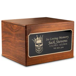 Adult Aura Skull Custom Engraved Solid Wood Box Cremation Urn