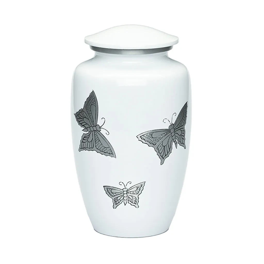 ADULT -Classic Alloy Urn -2415– with engraved BUTTERFLIES