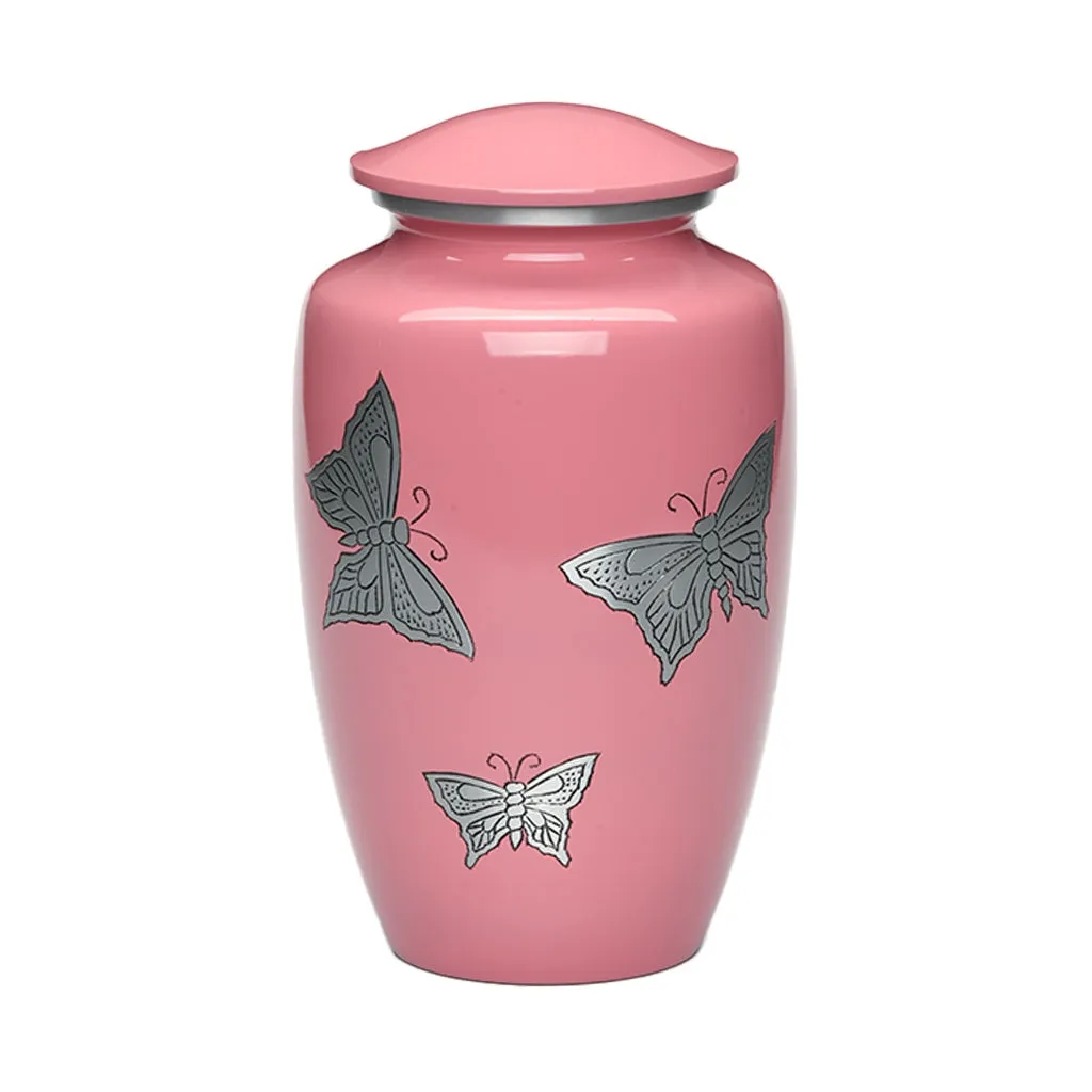 ADULT -Classic Alloy Urn -2415– with engraved BUTTERFLIES
