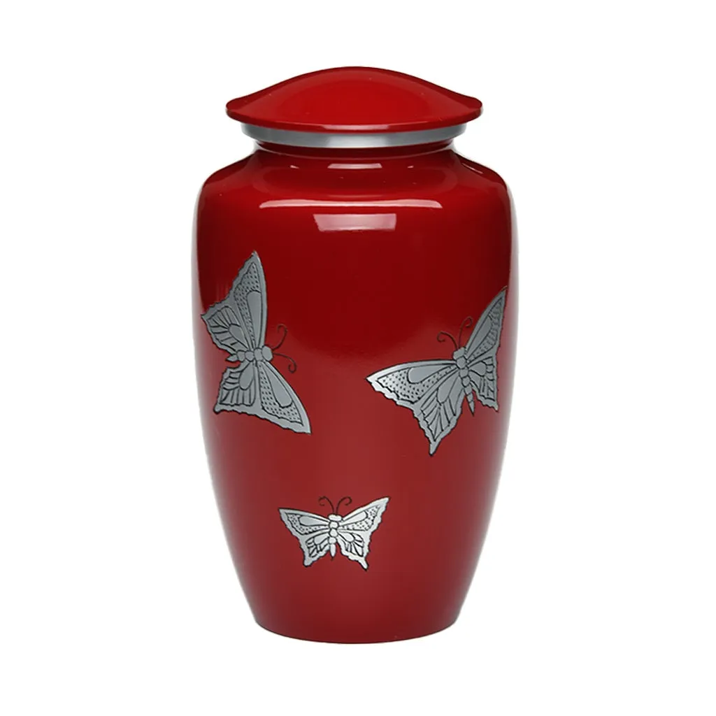 ADULT -Classic Alloy Urn -2415– with engraved BUTTERFLIES