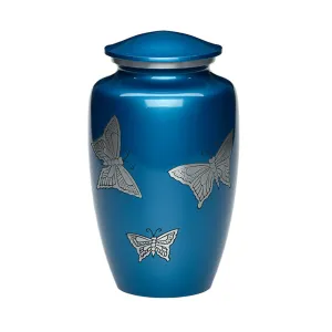 ADULT -Classic Alloy Urn -2415– with engraved BUTTERFLIES