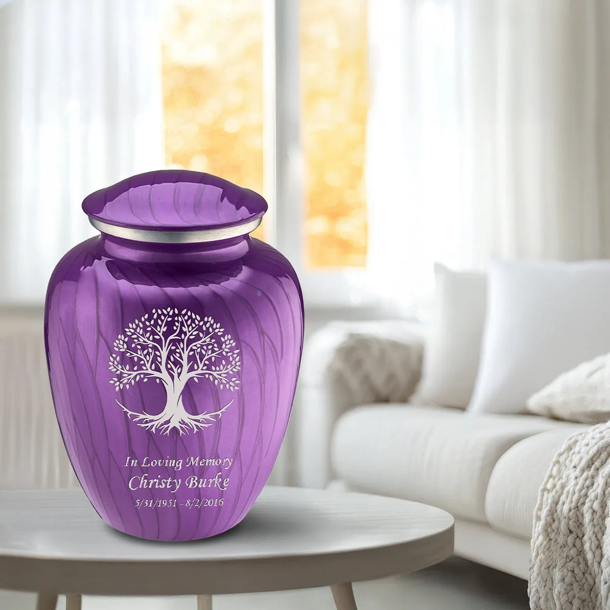 Adult Embrace Pearl Purple Tree of Life Cremation Urn