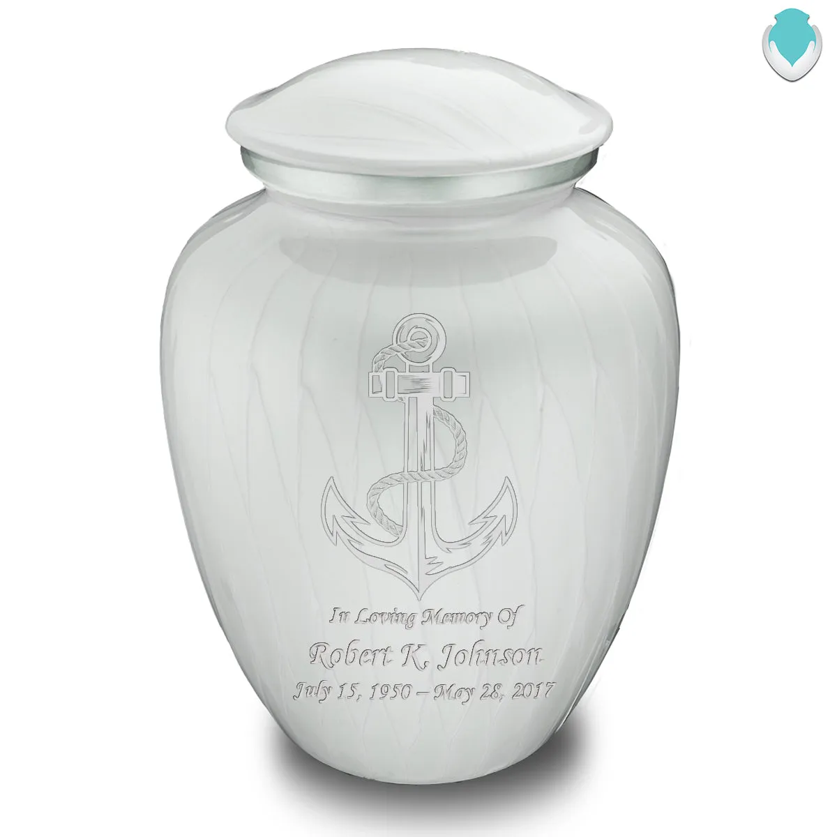 Adult Embrace Pearl White Anchor Cremation Urn