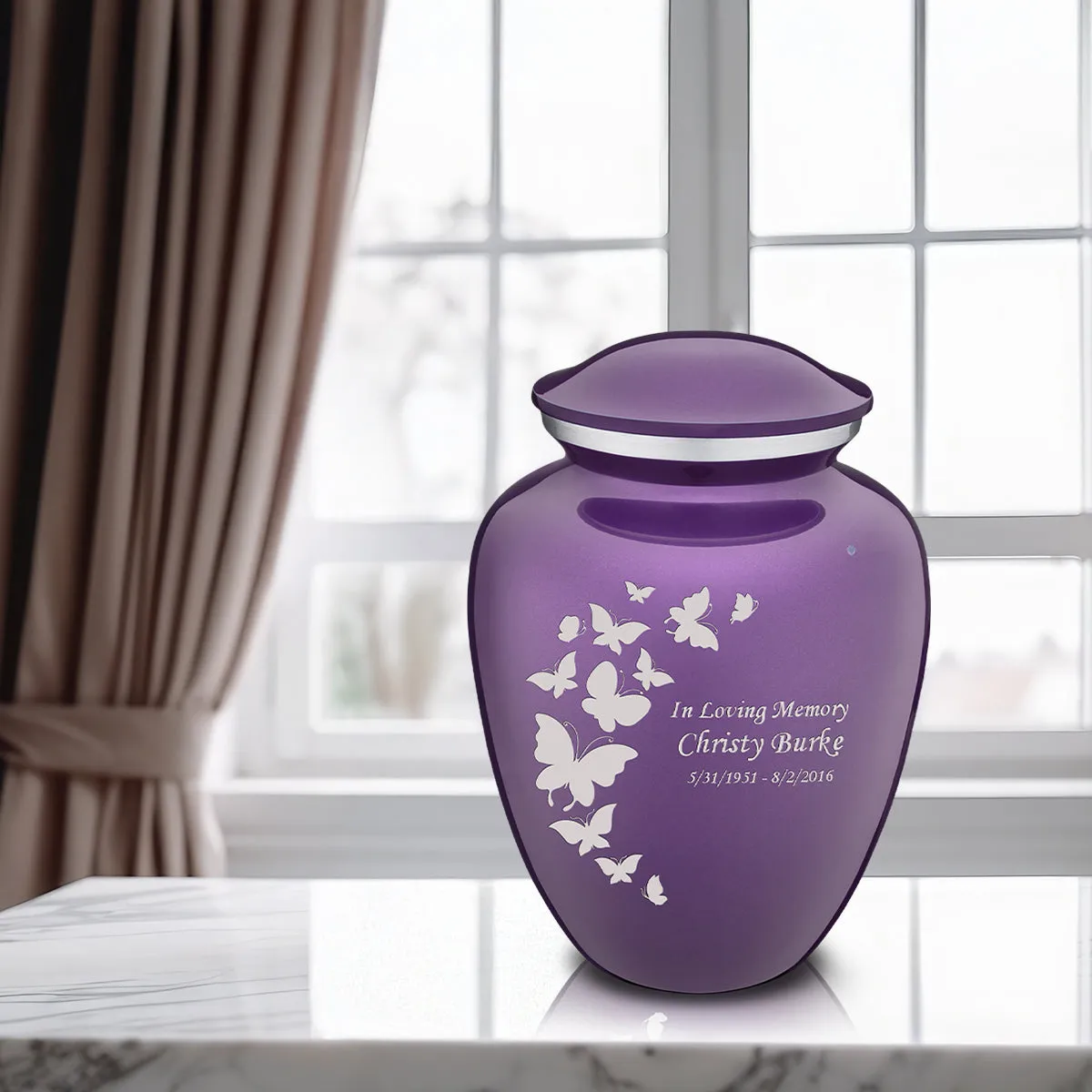 Adult Embrace Purple Butterfly Cremation Urn