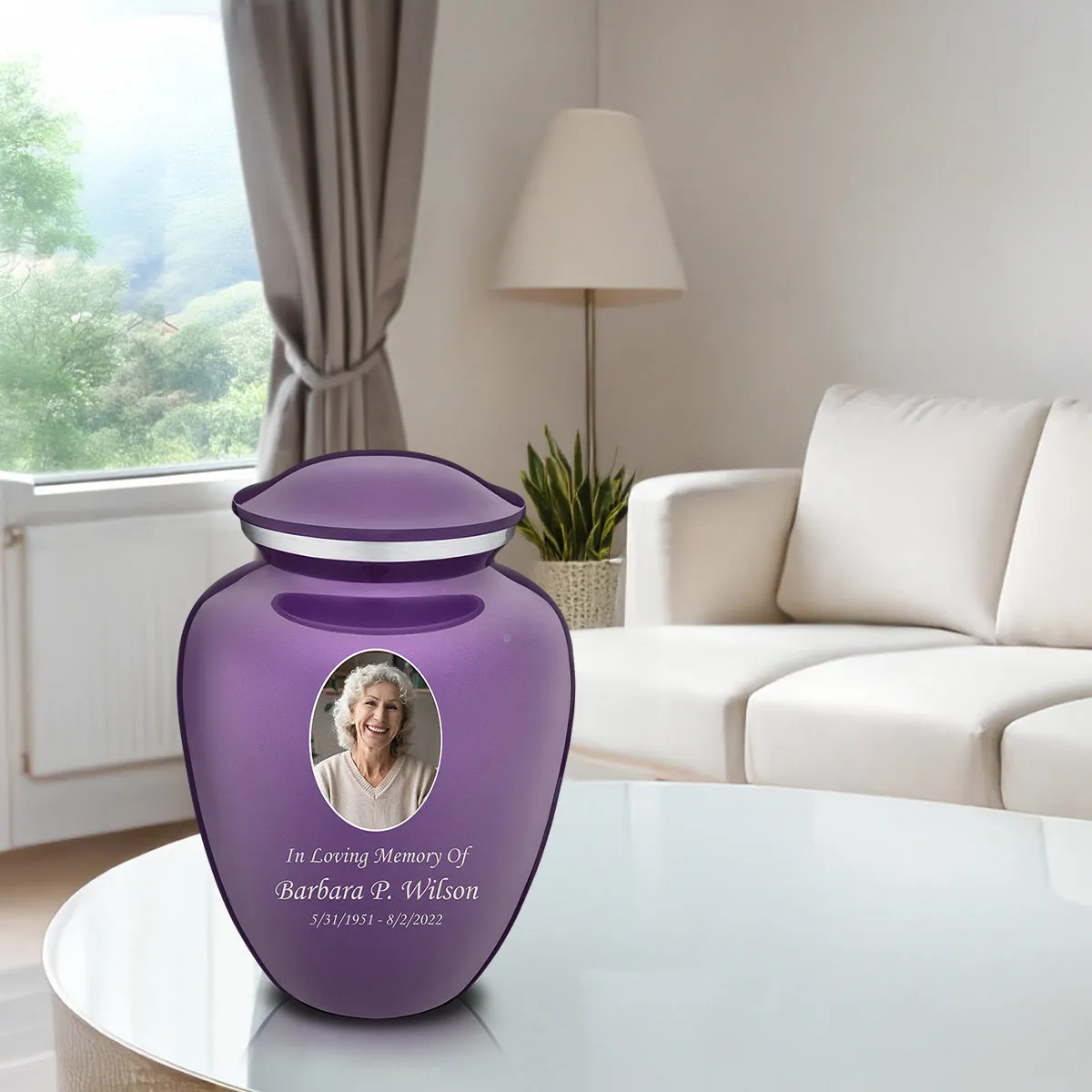 Adult Embrace Purple Portrait Cremation Urn