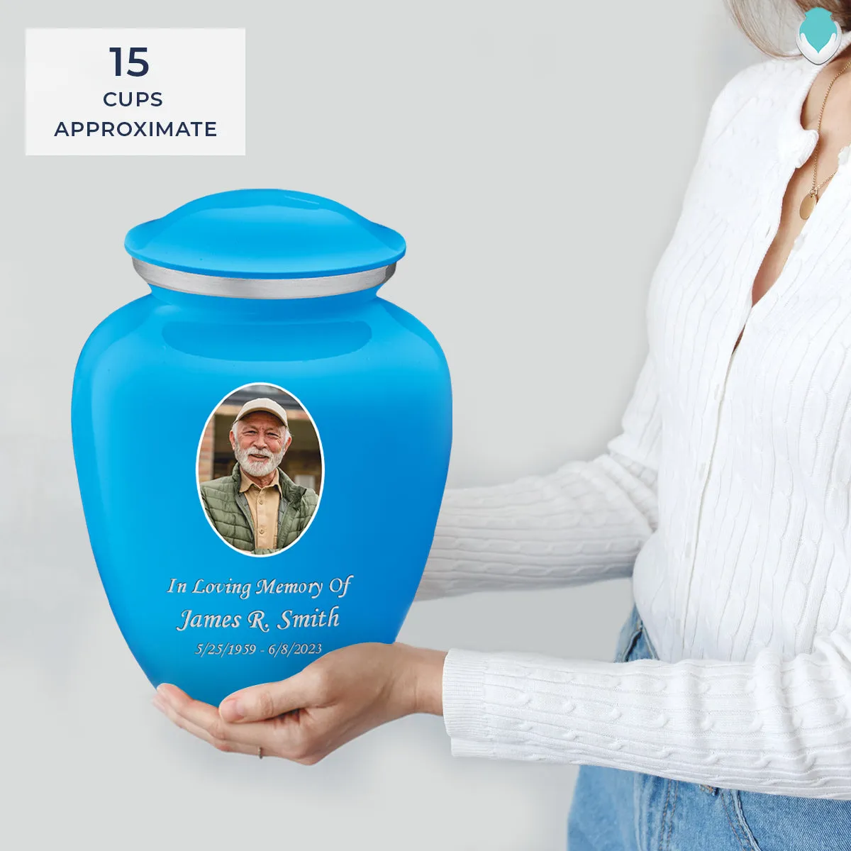 Adult Embrace Racing Blue Portrait Cremation Urn