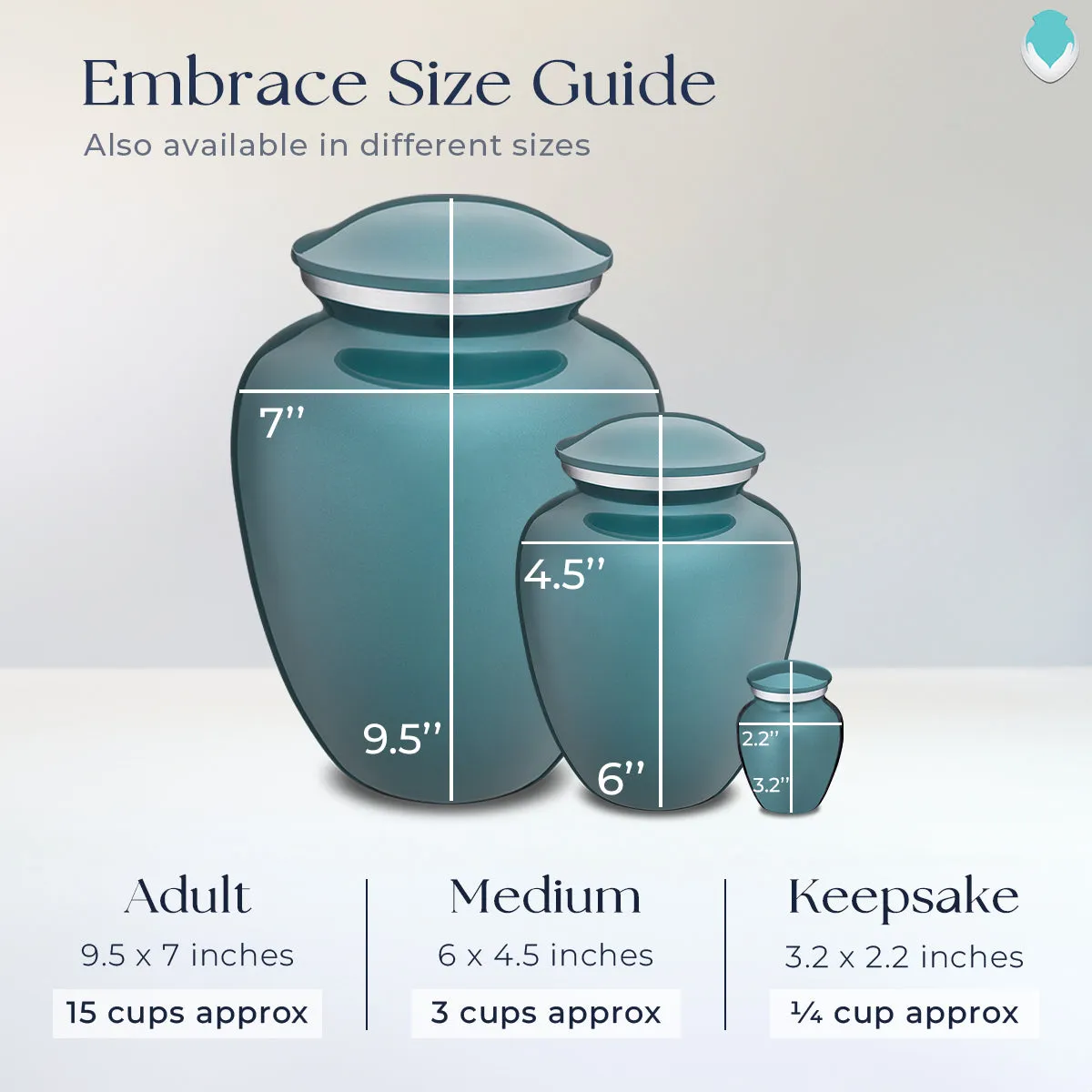 Adult Embrace Teal Portrait Cremation Urn