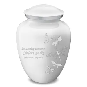 Adult Embrace White Dragonflies Cremation Urn