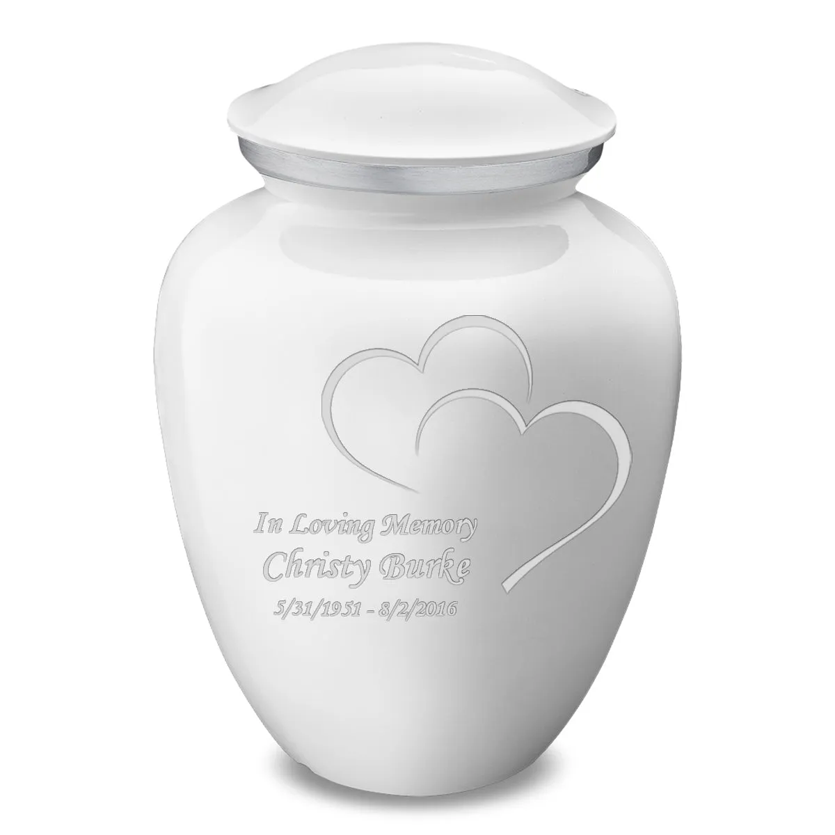 Adult Embrace White Hearts Cremation Urn