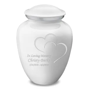 Adult Embrace White Hearts Cremation Urn