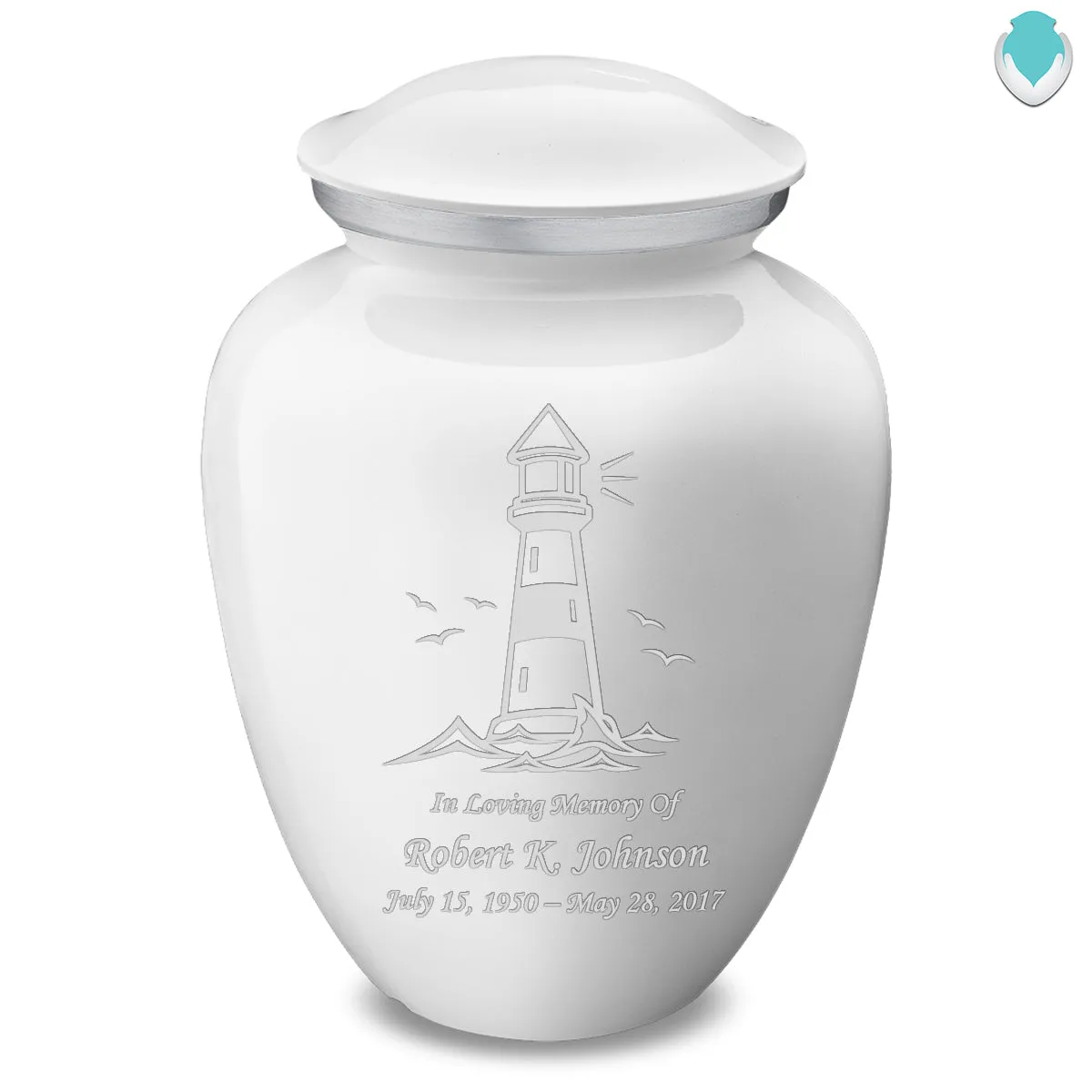 Adult Embrace White Lighthouse Cremation Urn